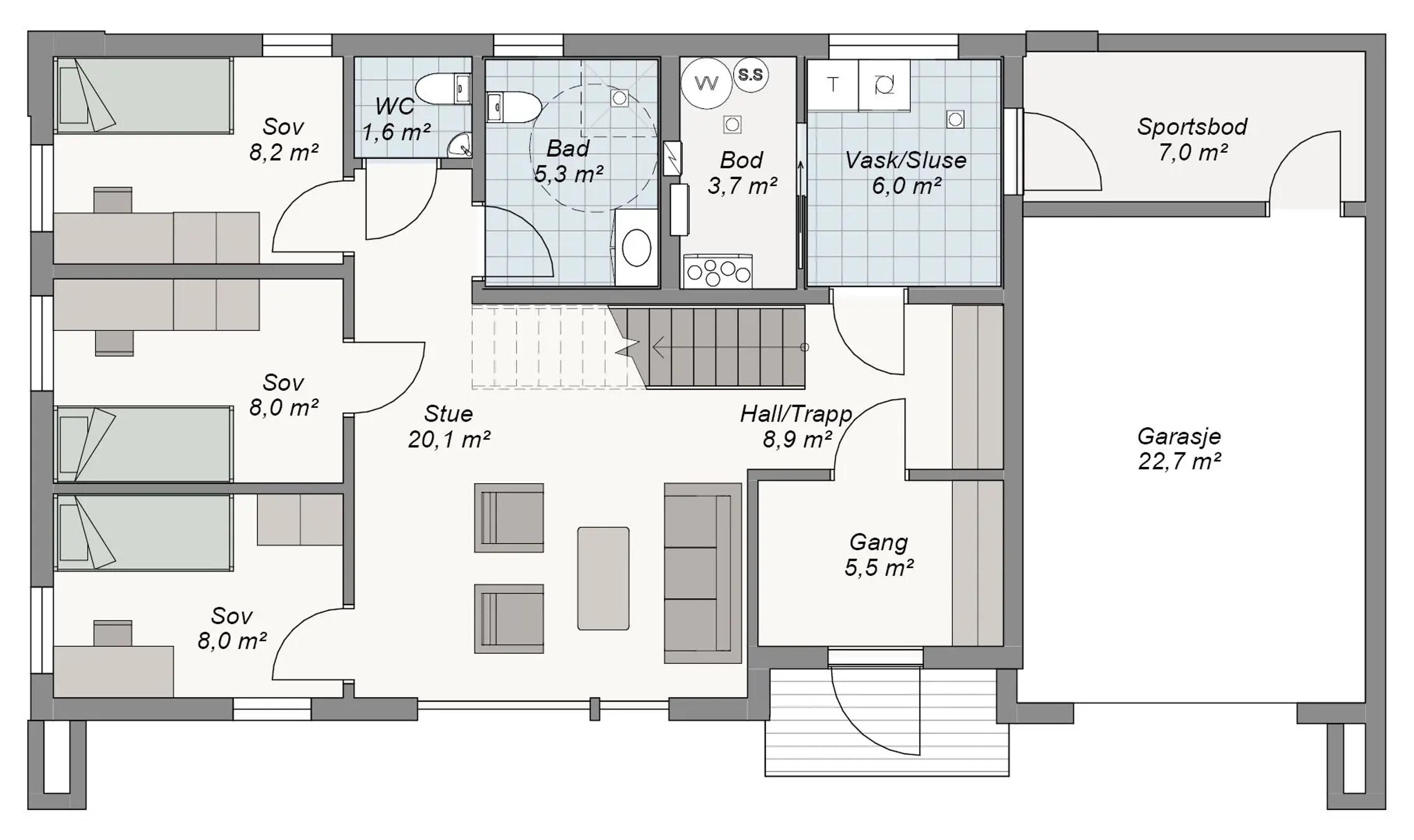 Fredrikstad plantegning 1. etg