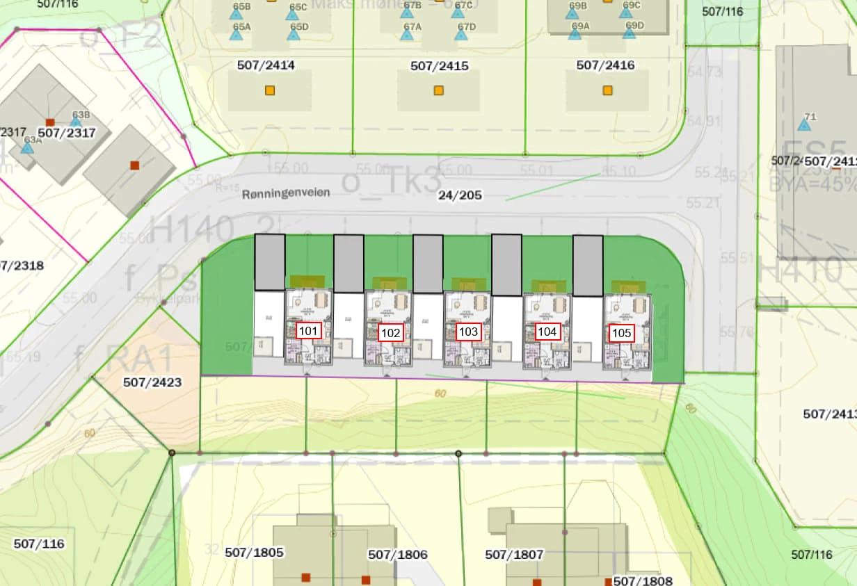Oversikt over tomtene