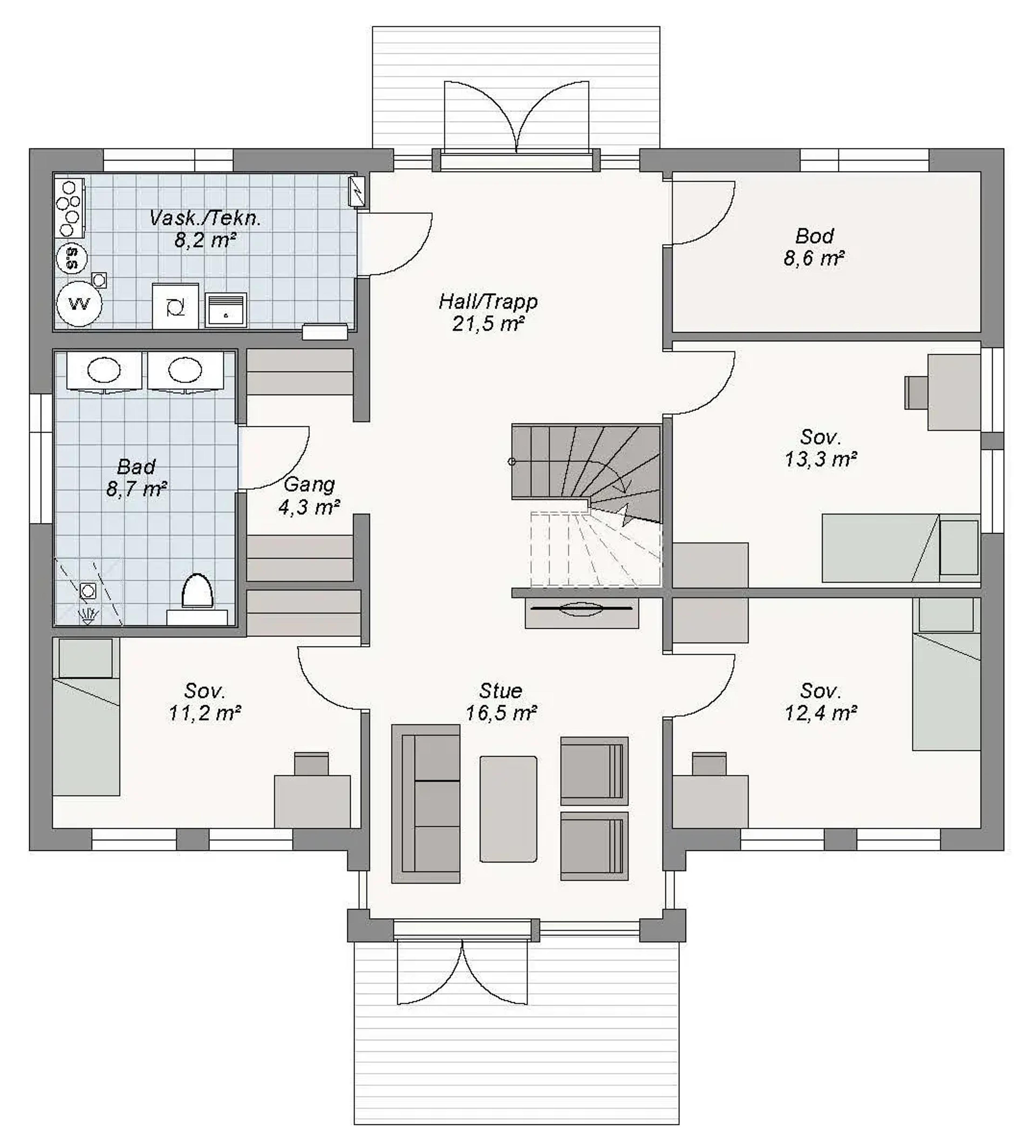 Rosendal plantegning 1. etg