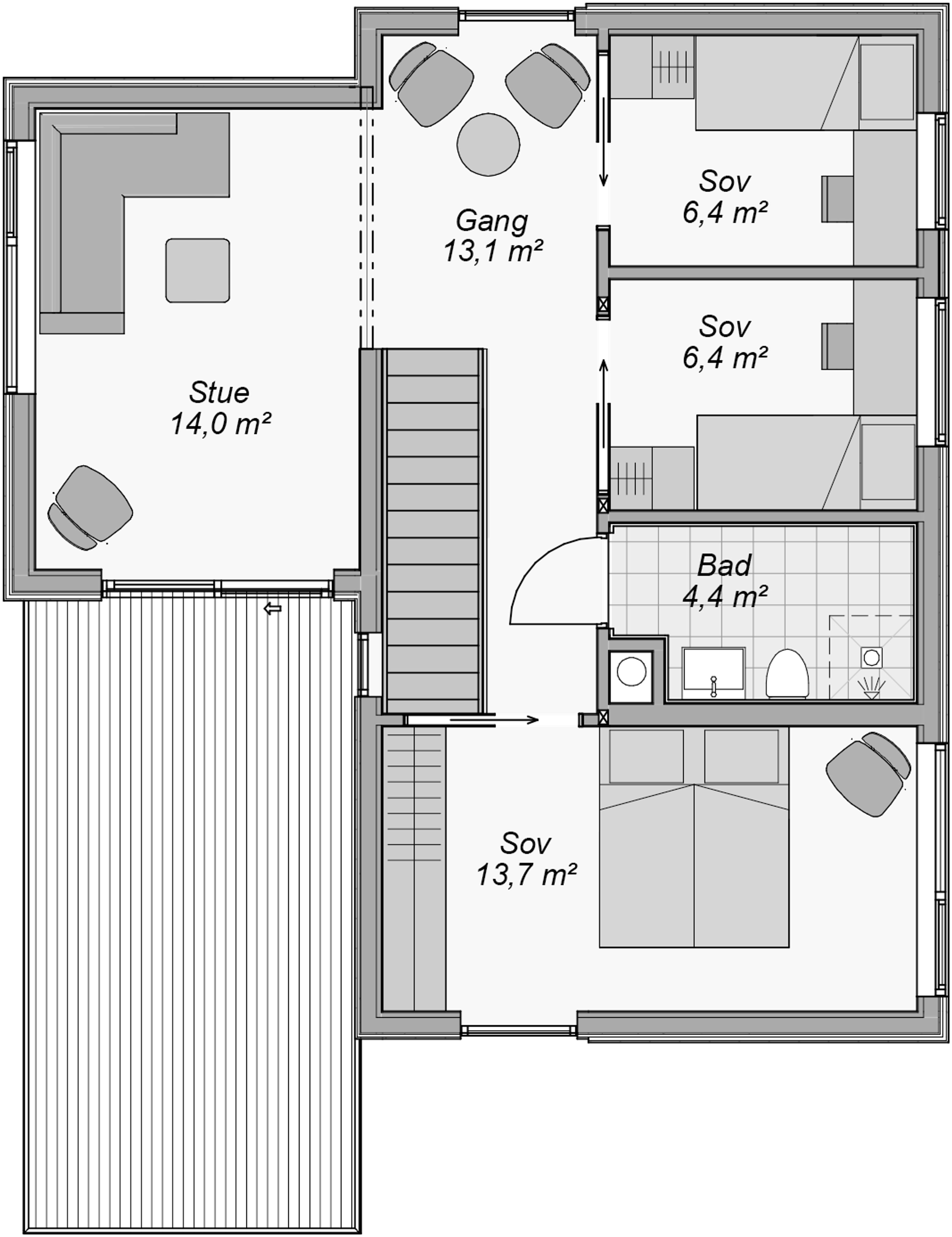 Jessheim med carport og tilbygg 2. etg