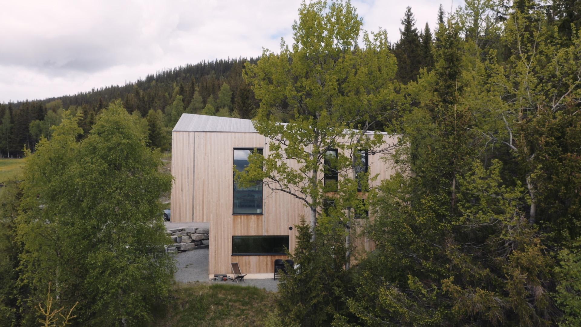 Et moderne hus i skogen