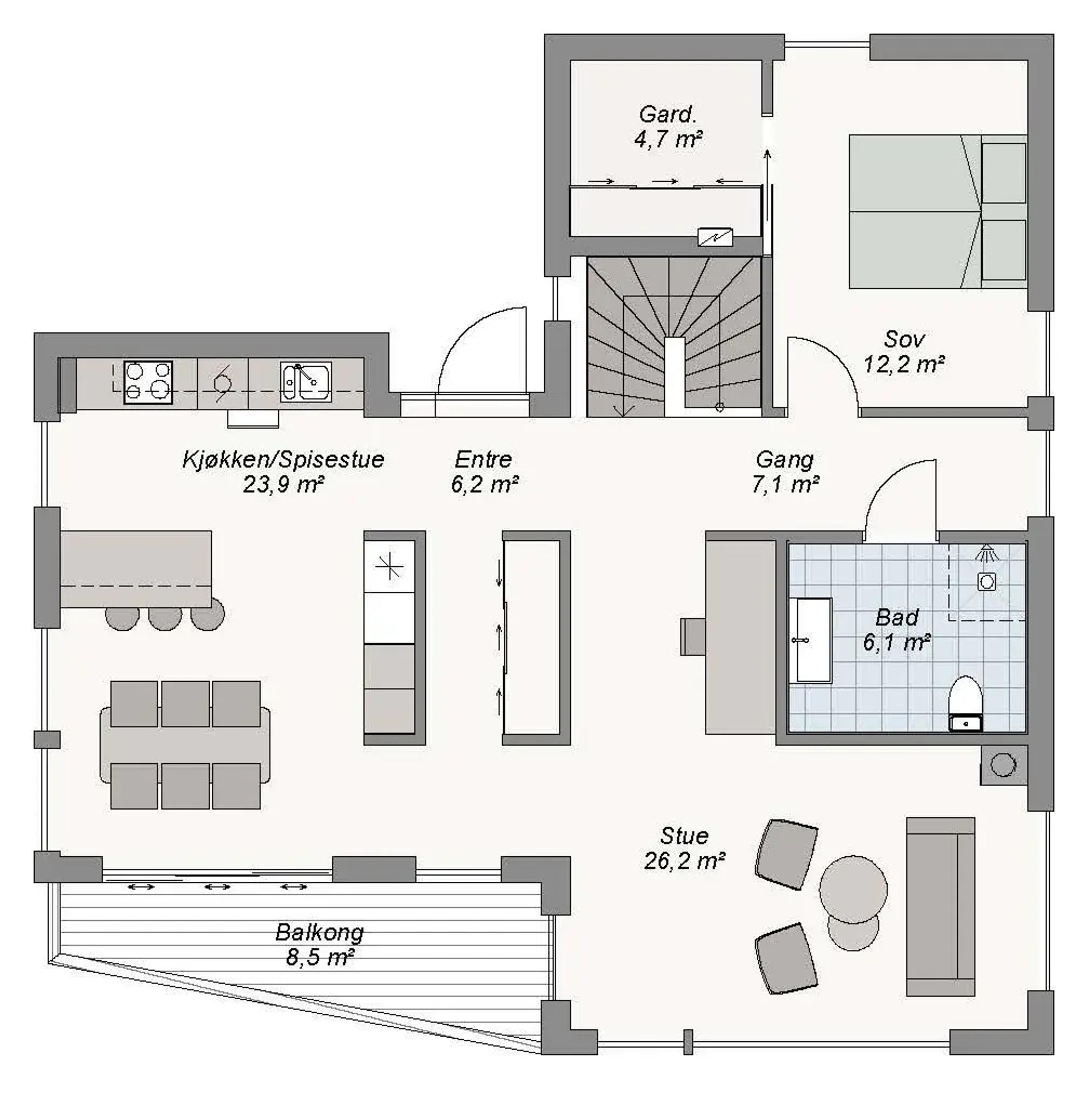 Askøy plantegning 1. etg