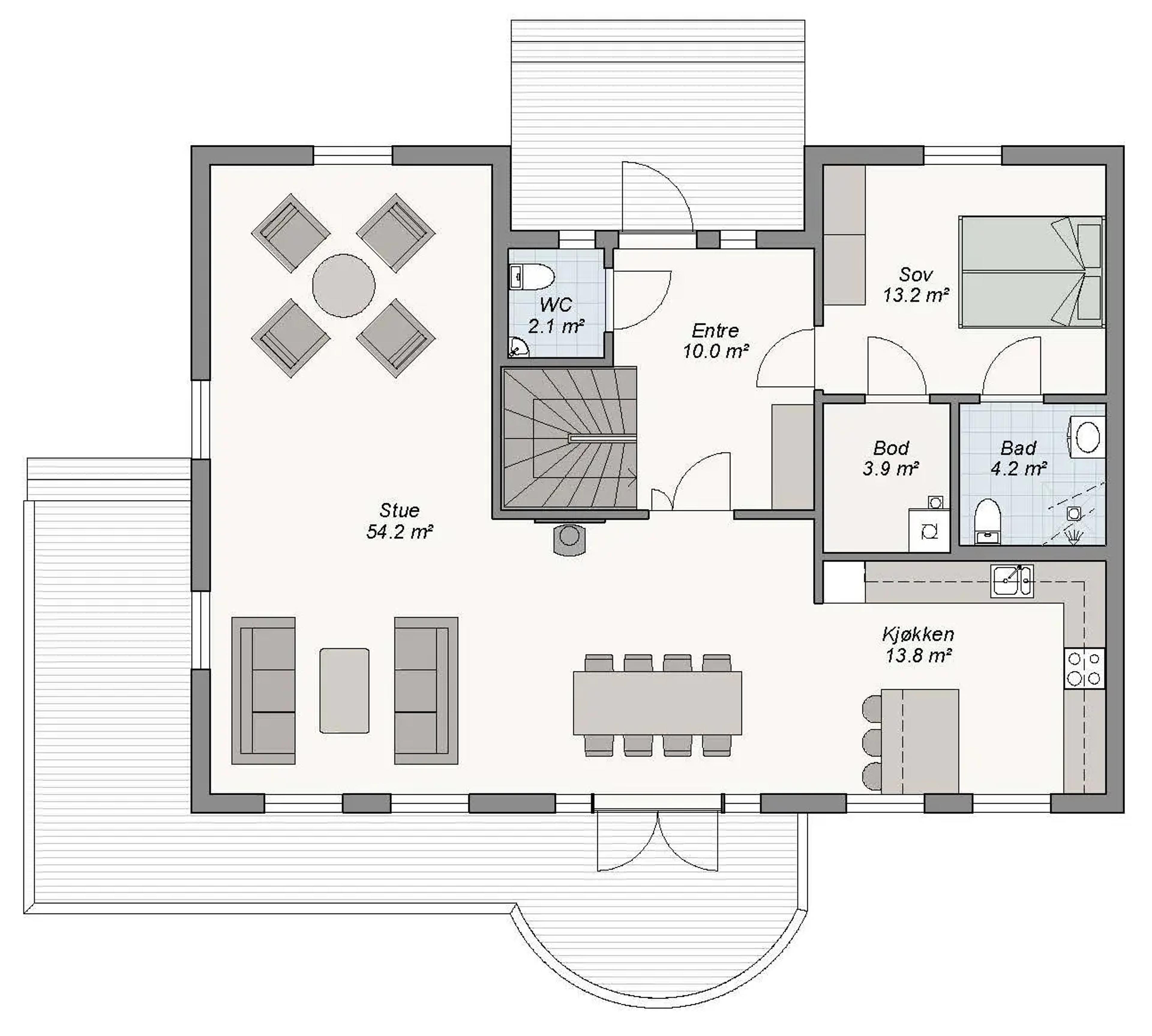 Minde plantegning 1. etg