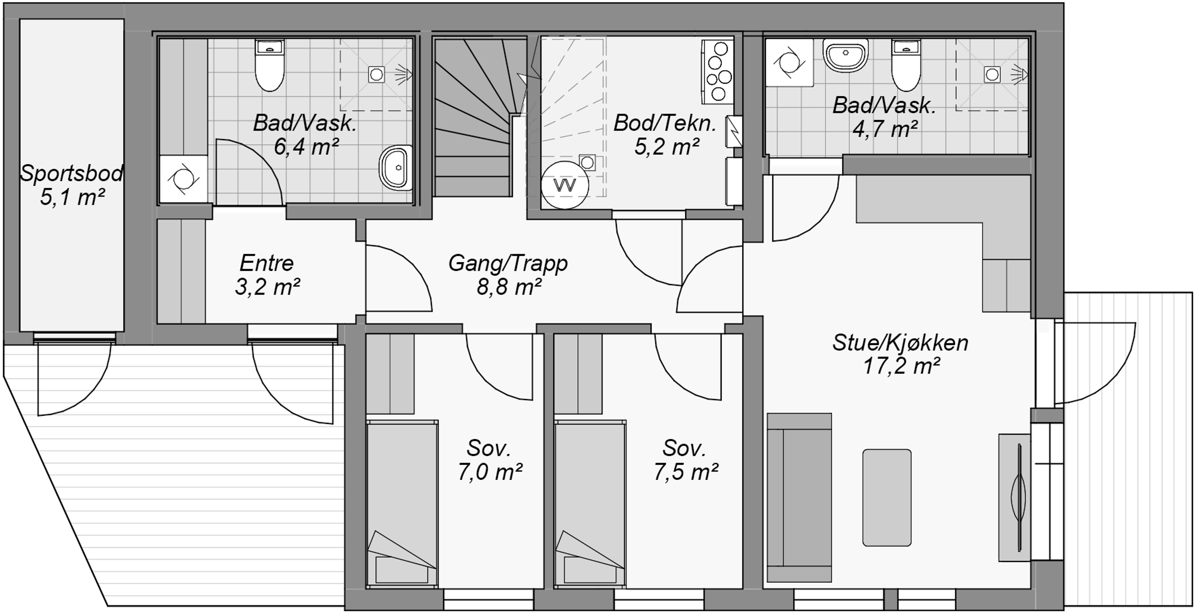 Plantegning av moderne hus
