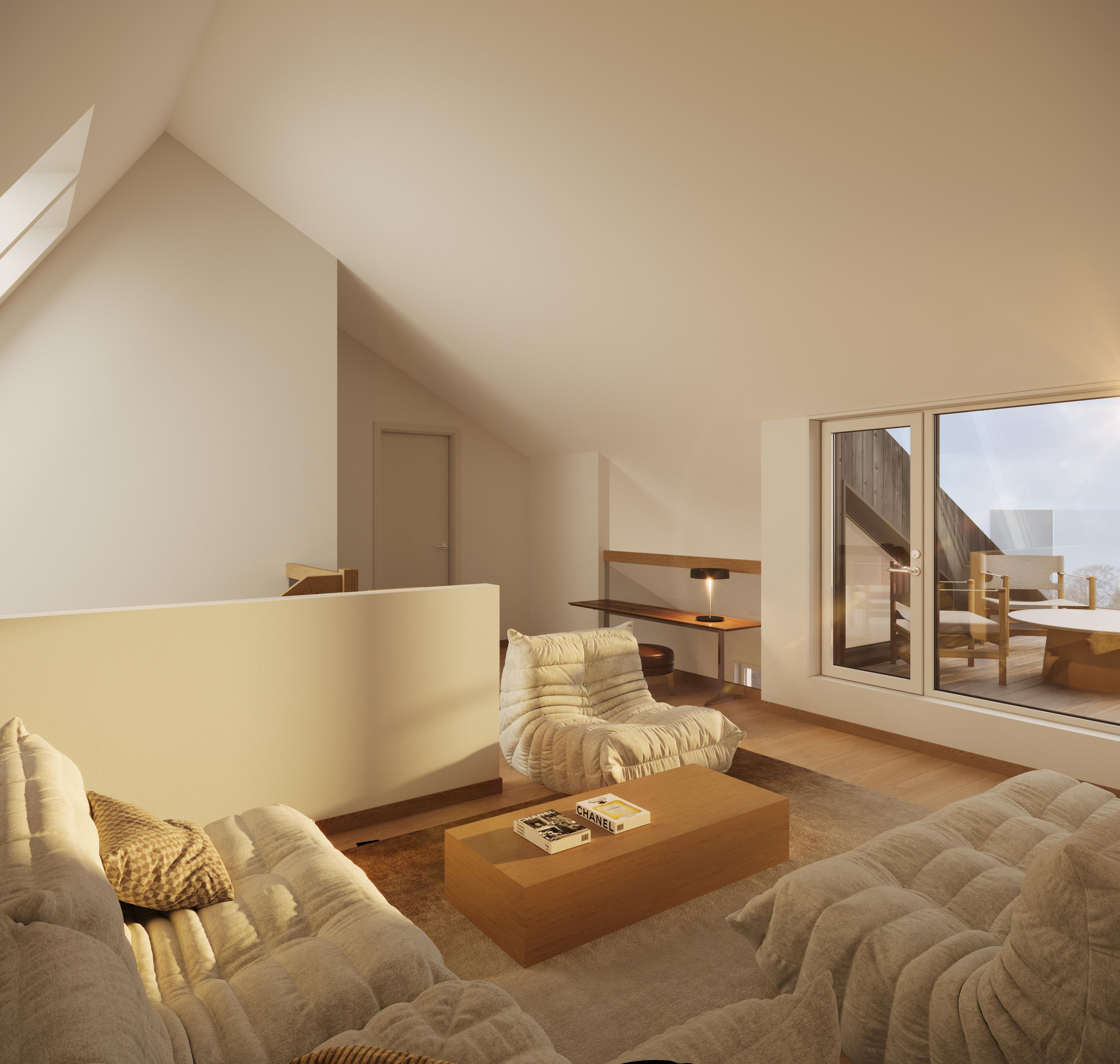 Loftstue til fleksibelt bruk og takterrasse