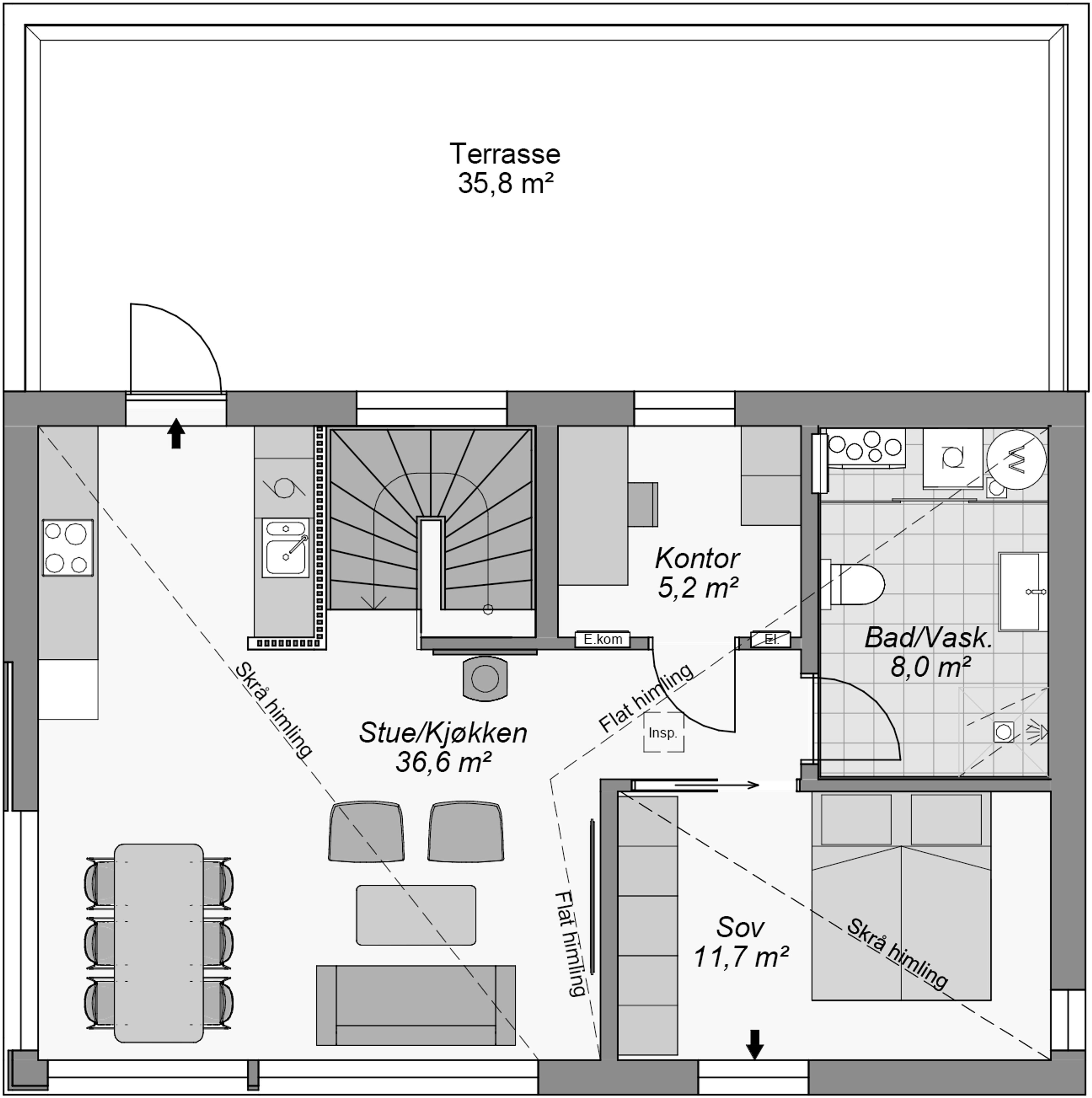 Kongsvik plantegning flat tomt 2.etg