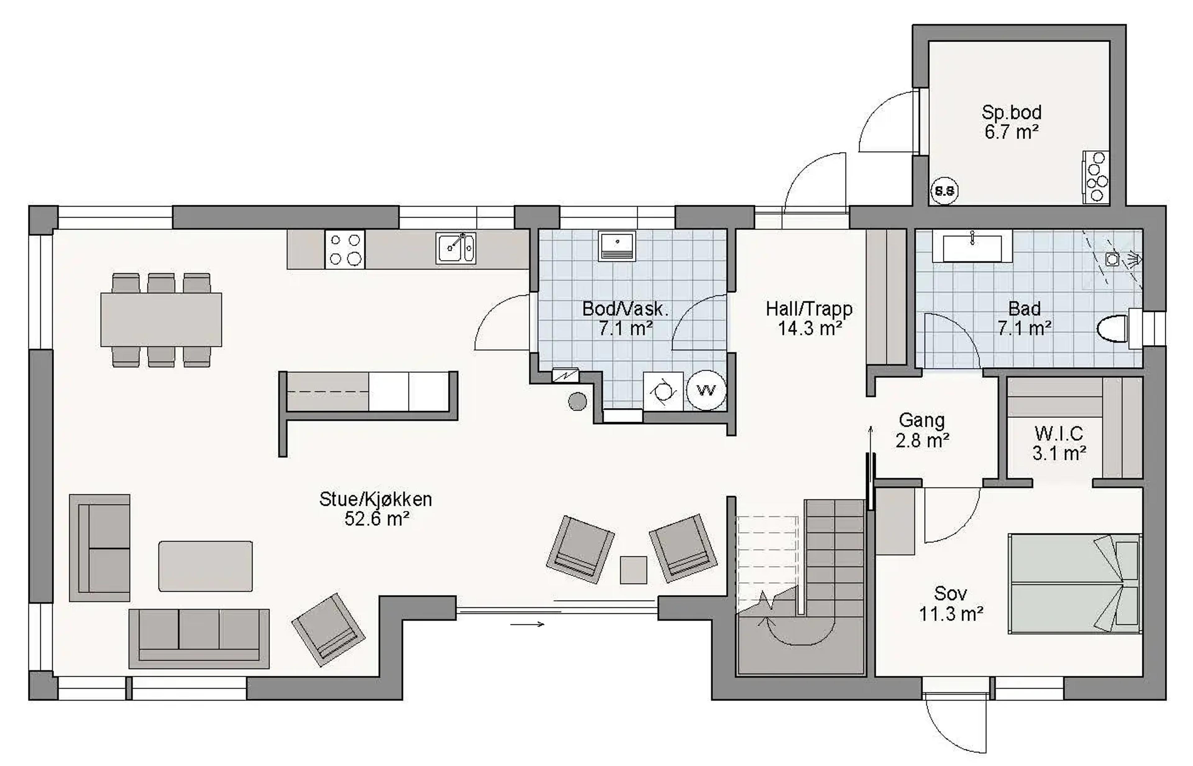 Bryne plantegning 1. etg