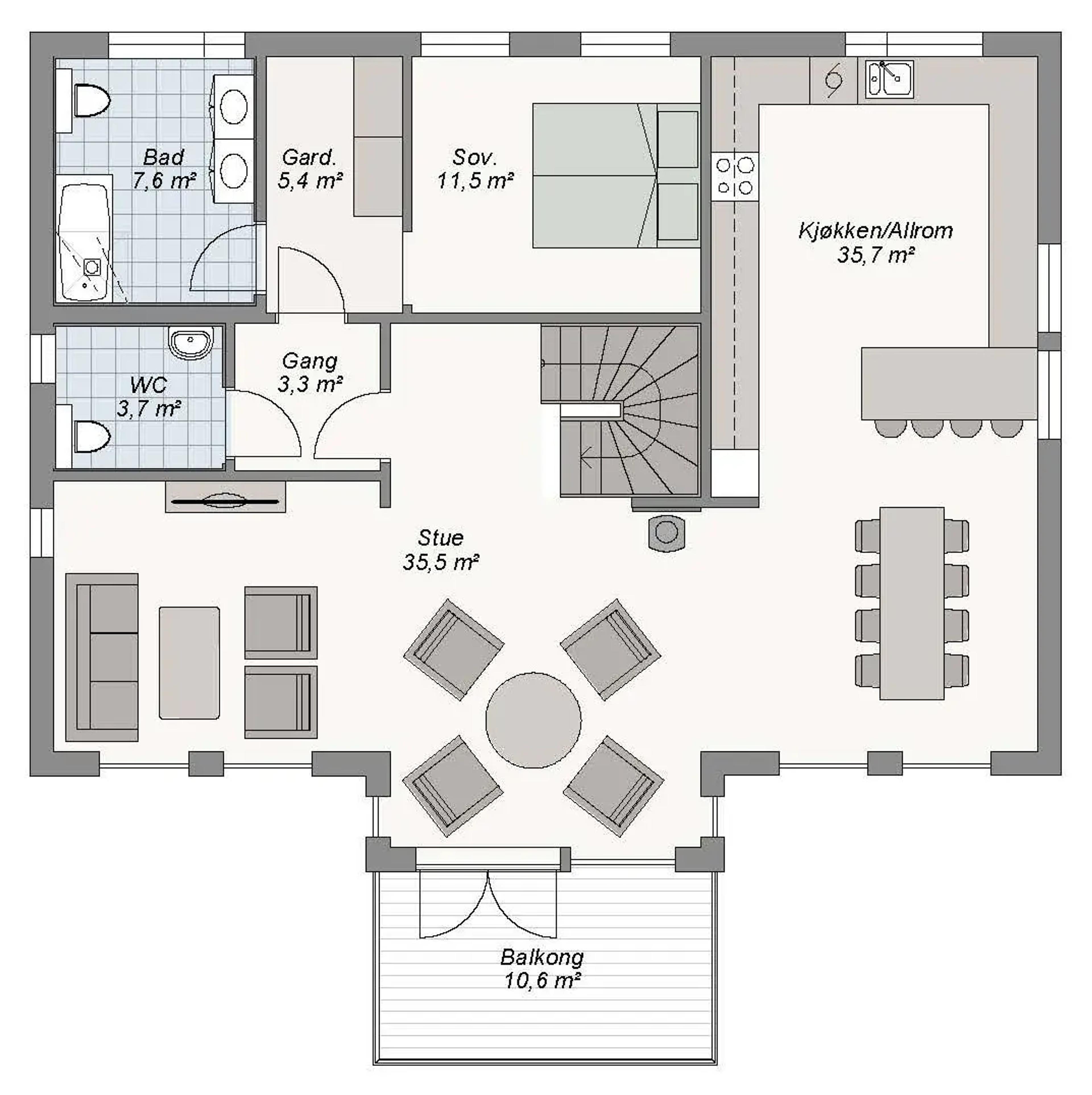 Rosendal plantegning 2. etg