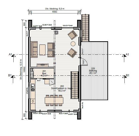 Enebolig Farsund med garasje - Bymarka Leknes - Plan2