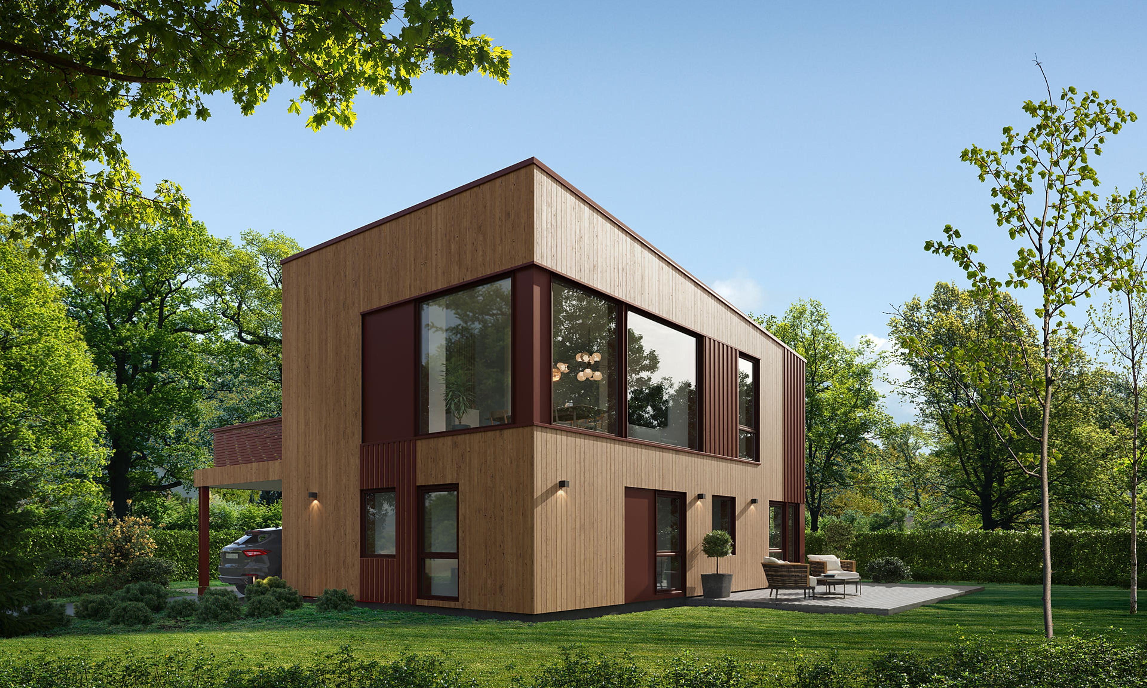 Illustrasjon av kataloghuset Kongsvik for flat tomt