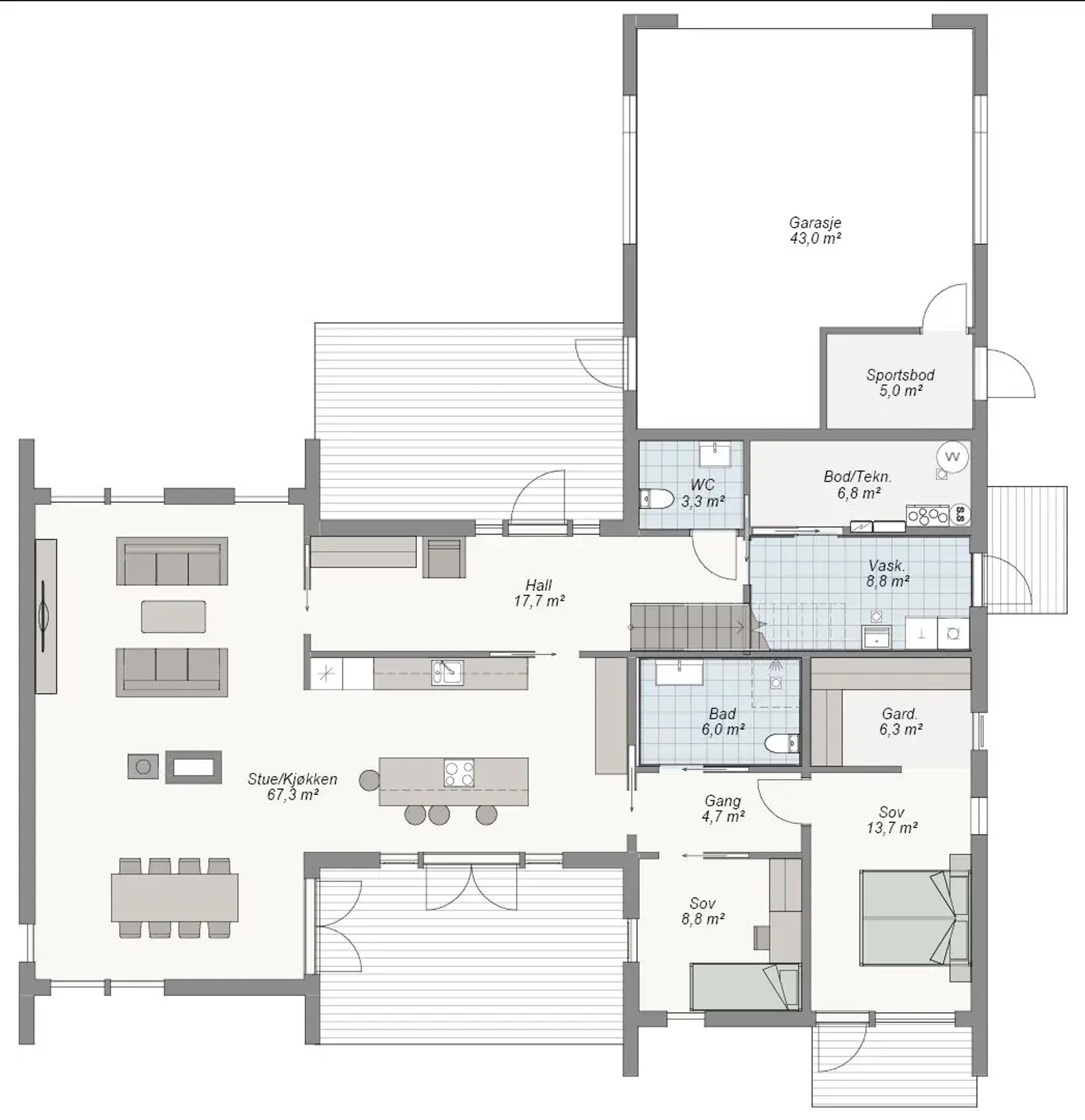 Kongsberg plantegning 1. etg
