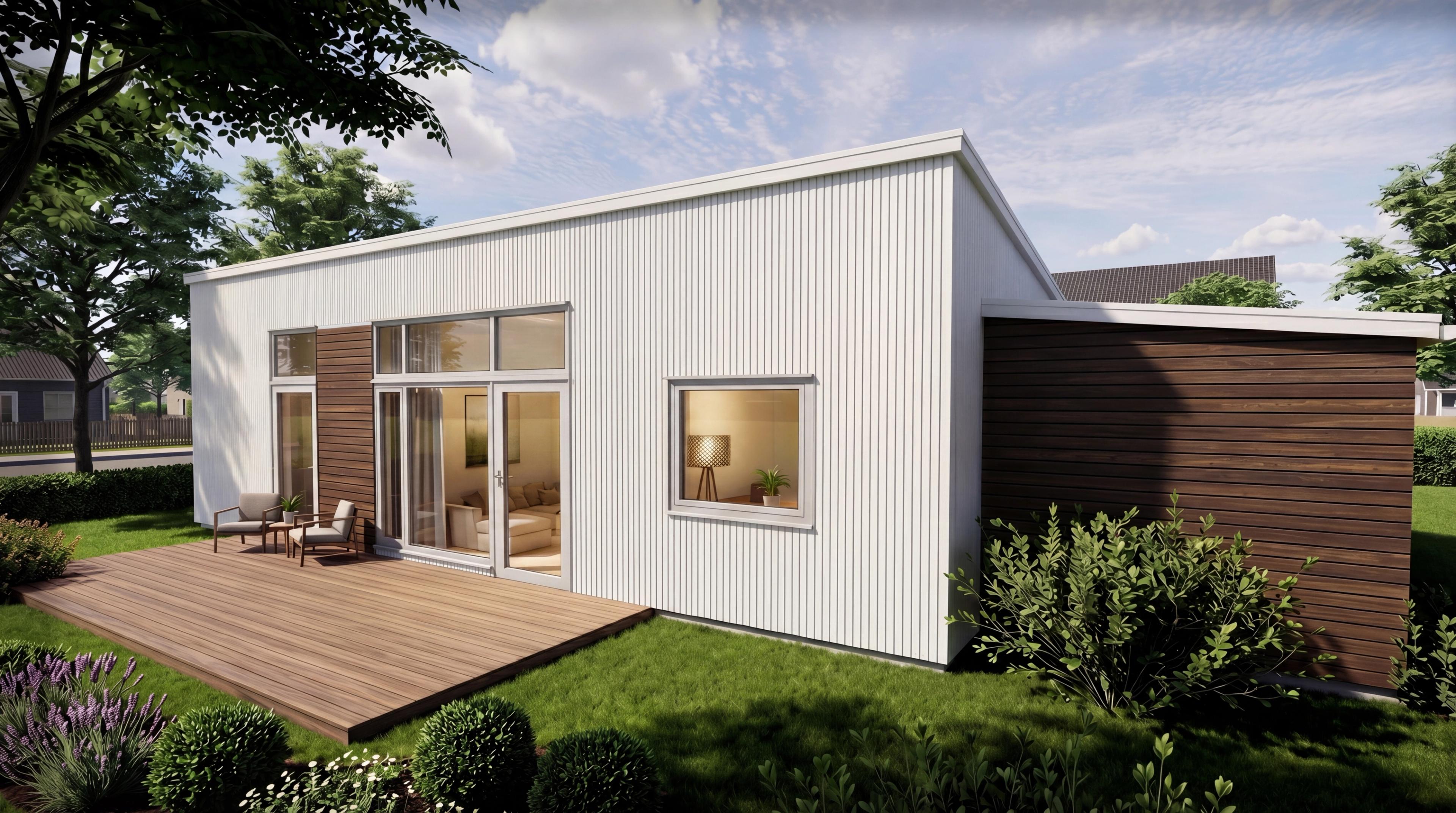 Moderne hus på ett plan