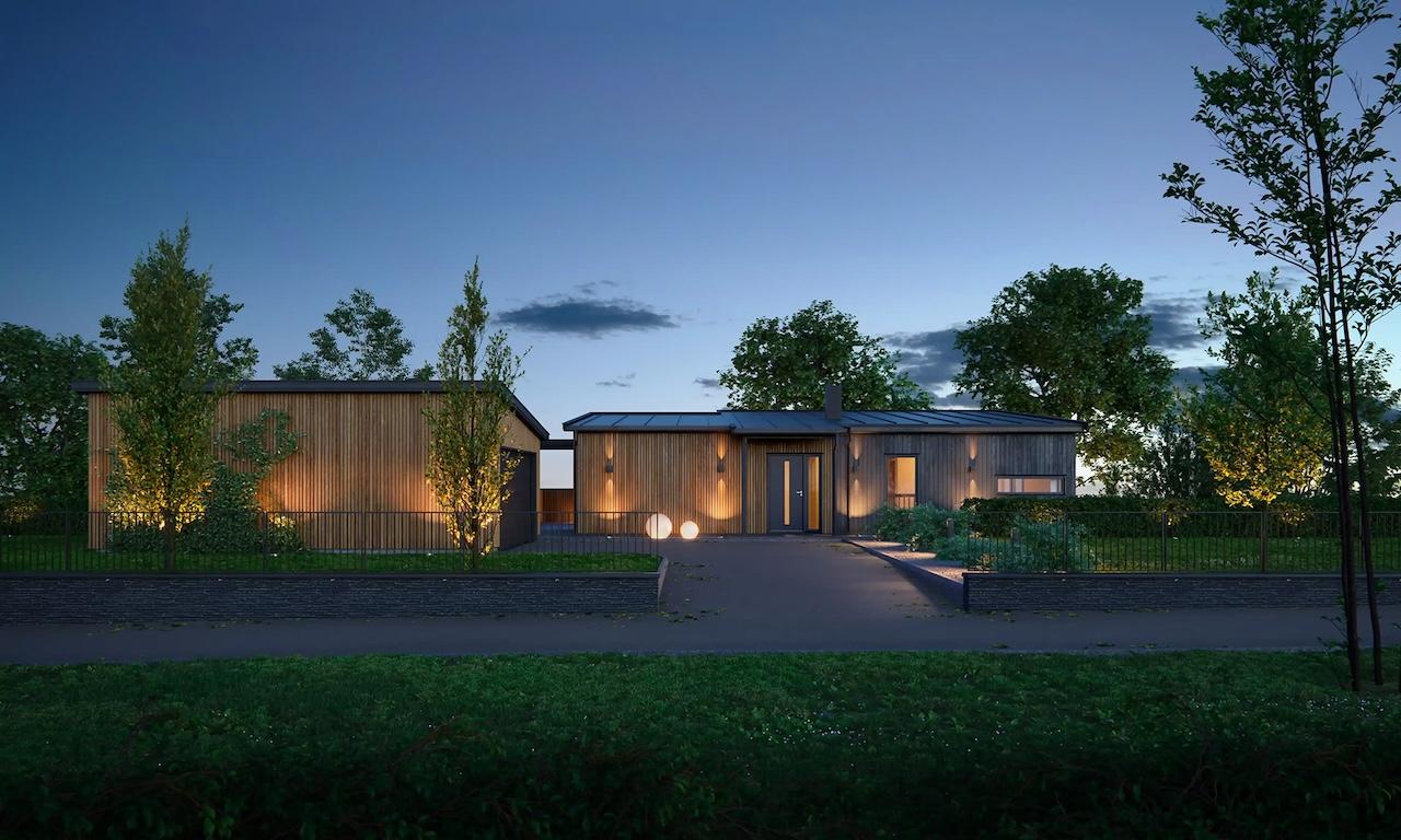 Husmodellen Lade har en garasje på 46 kvadratmeter, inkludert sportsbod på 13 kvadratmeter.