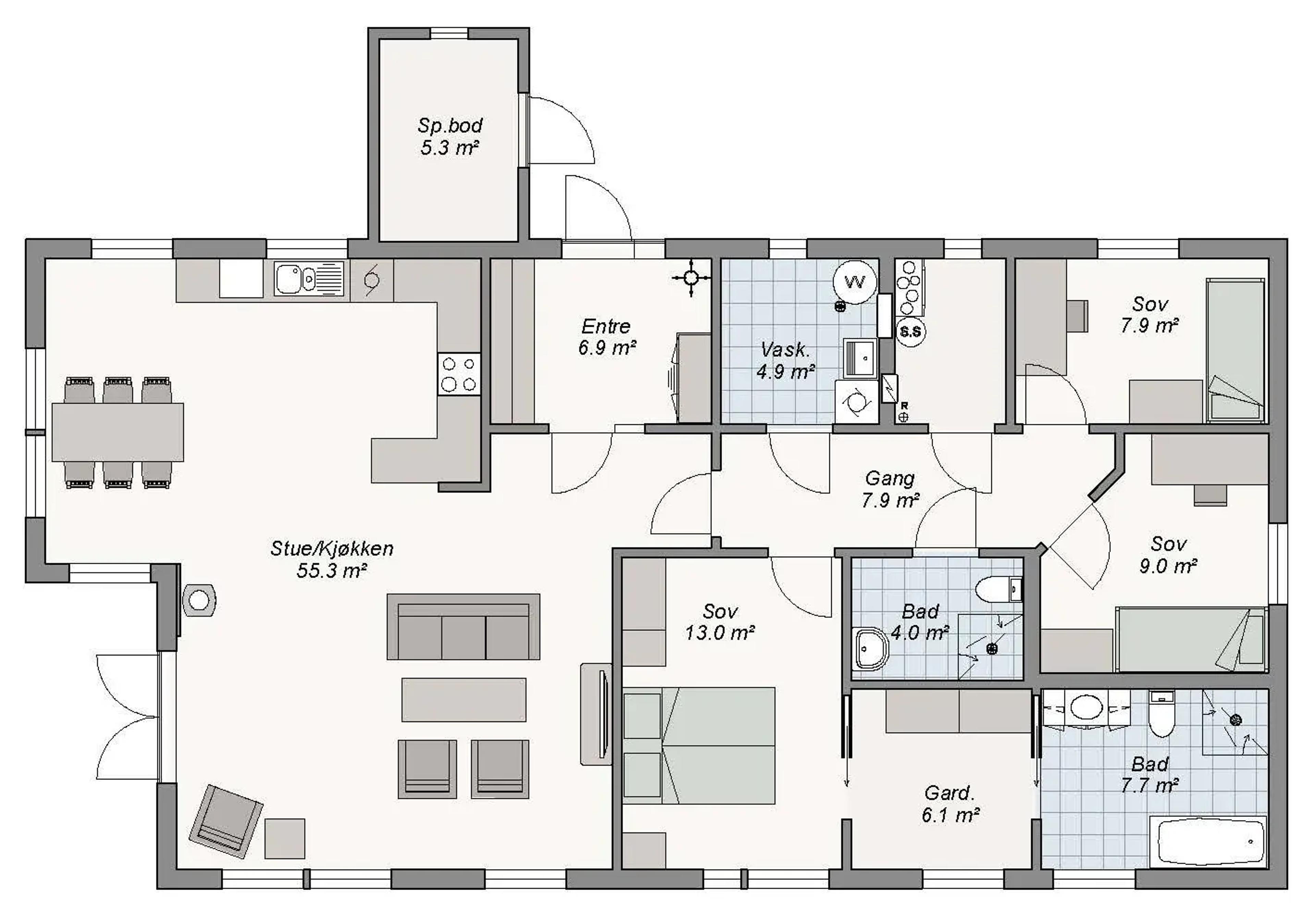 Smestad plantegning 1. etg