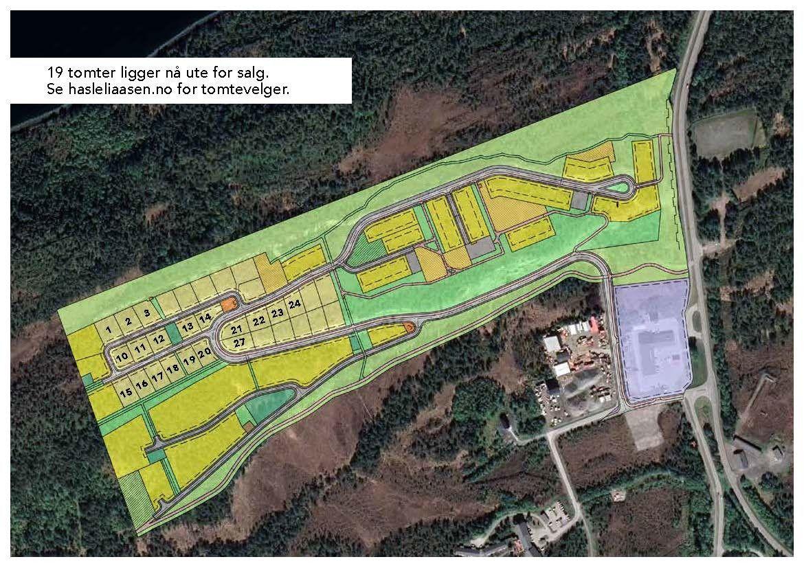 Hasleliåsen Eneboligtomter i nytt boligfelt på Skåla