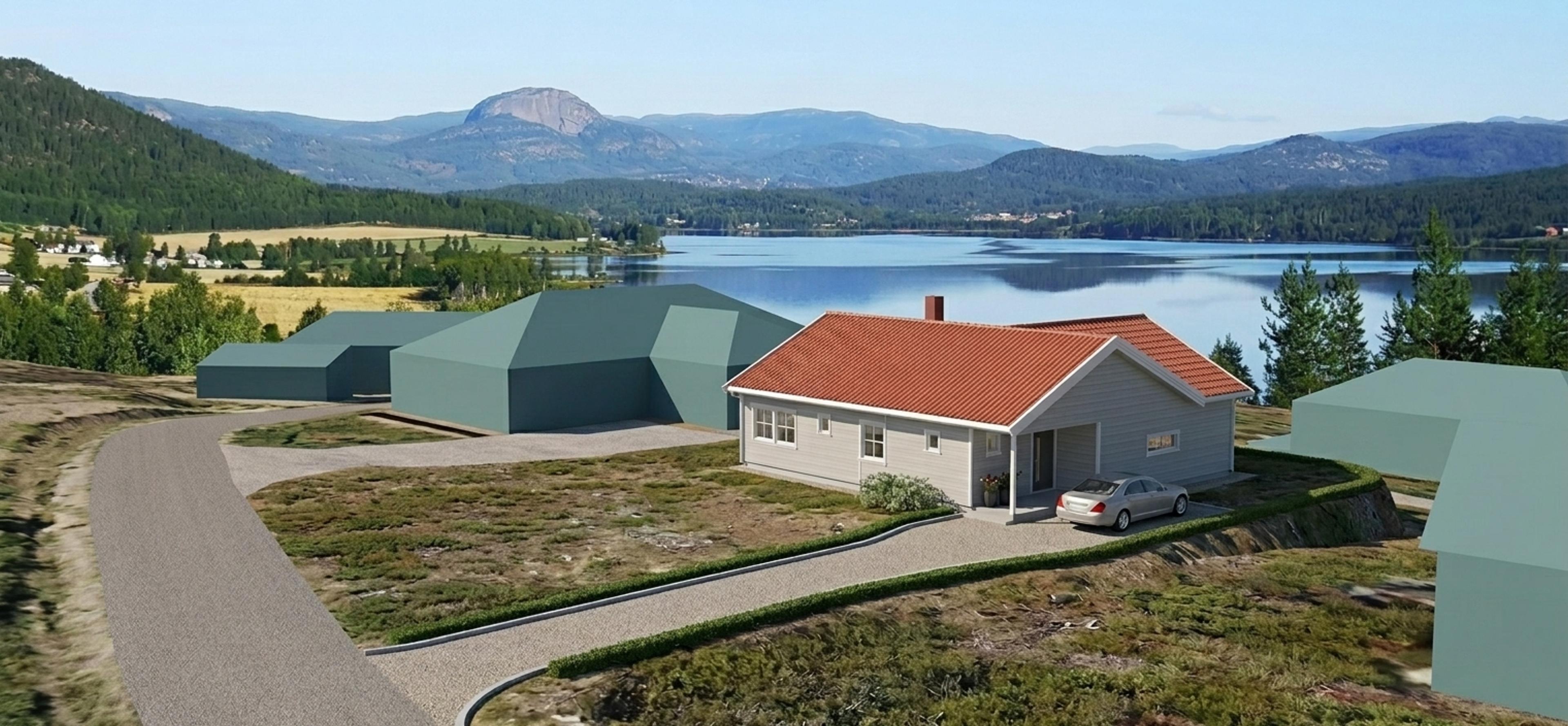 Solrik utsiktstomt på Sandsbråtan, bilde generert ved hjelp av KI