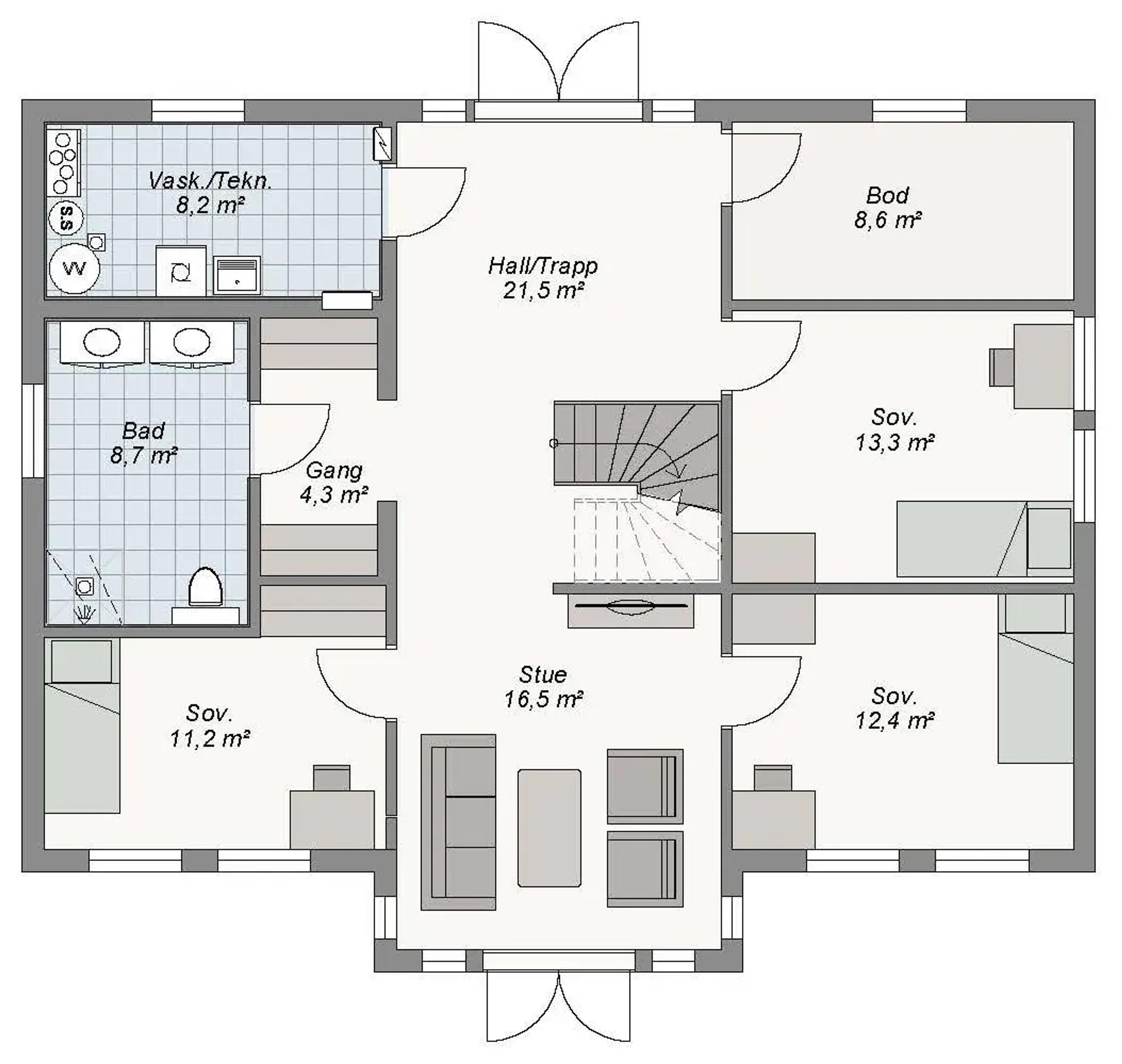 Sandviken plantegning 1. etg