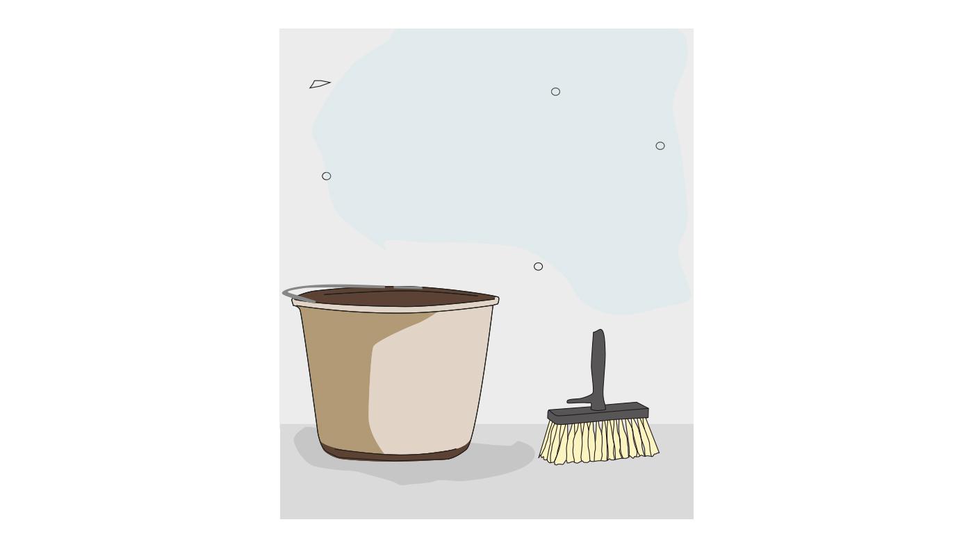 A bucket of paint or paste and a wide brush.