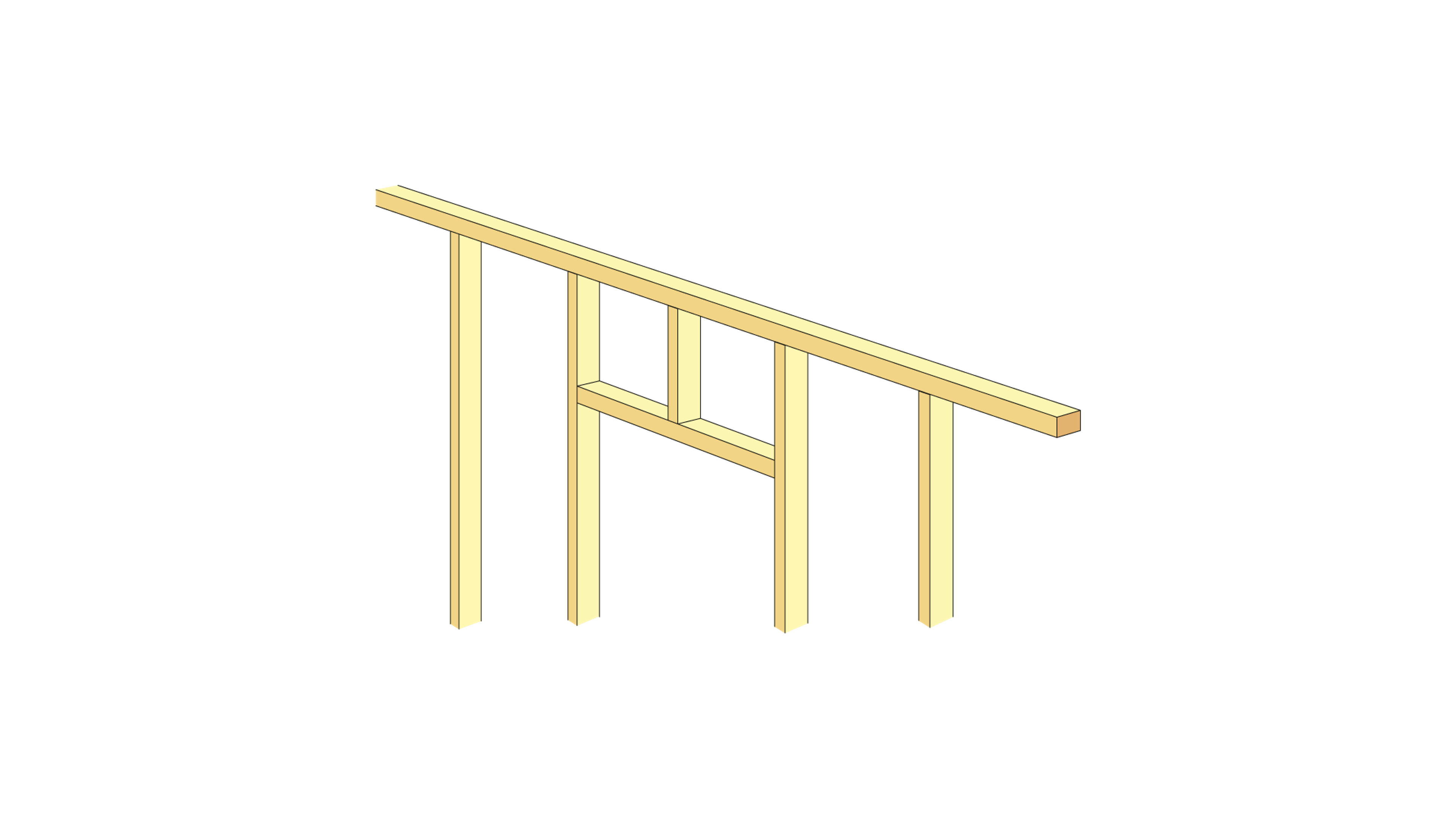 Trästomme till ett snedtak
