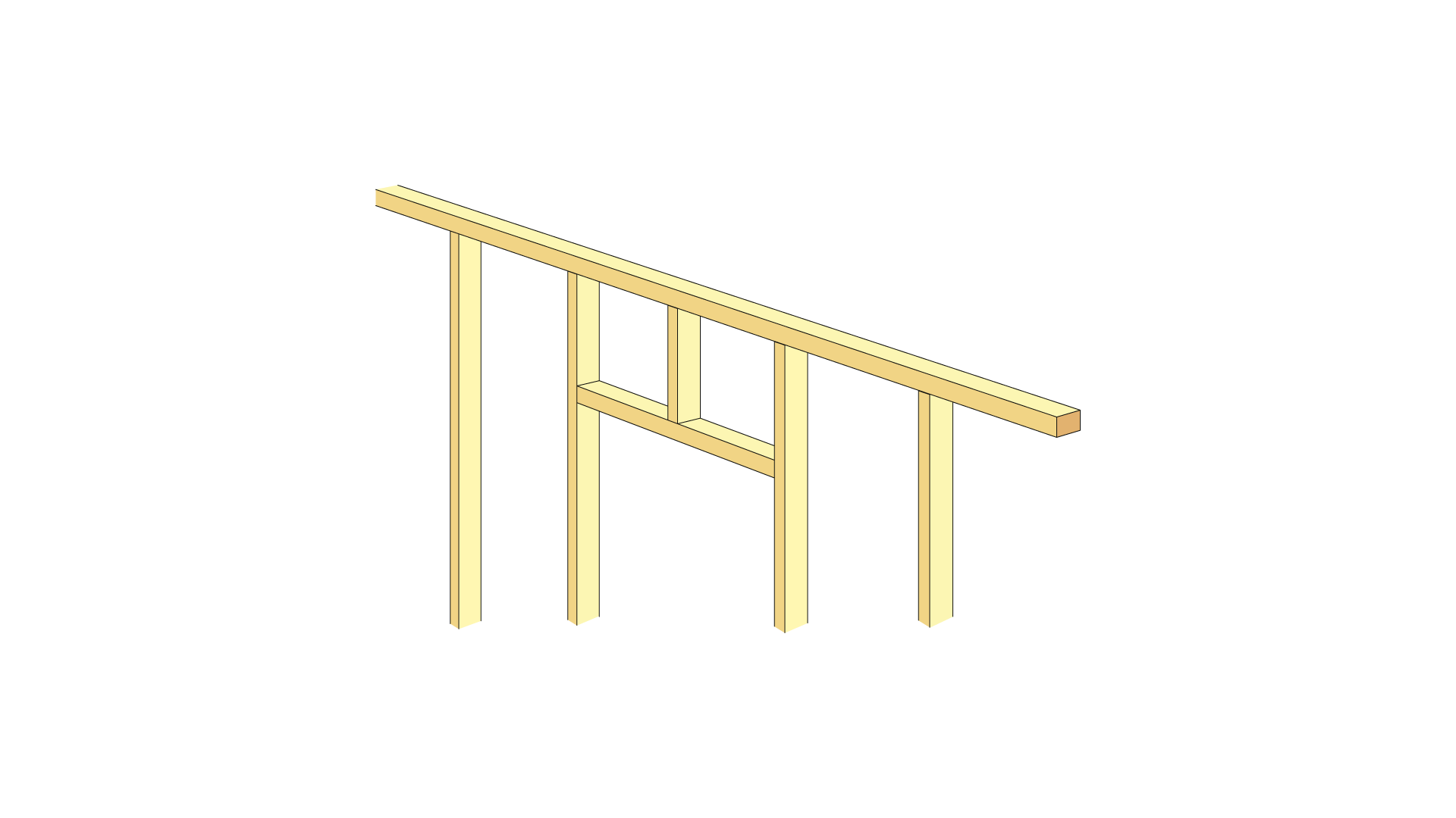 Trästomme till ett snedtak