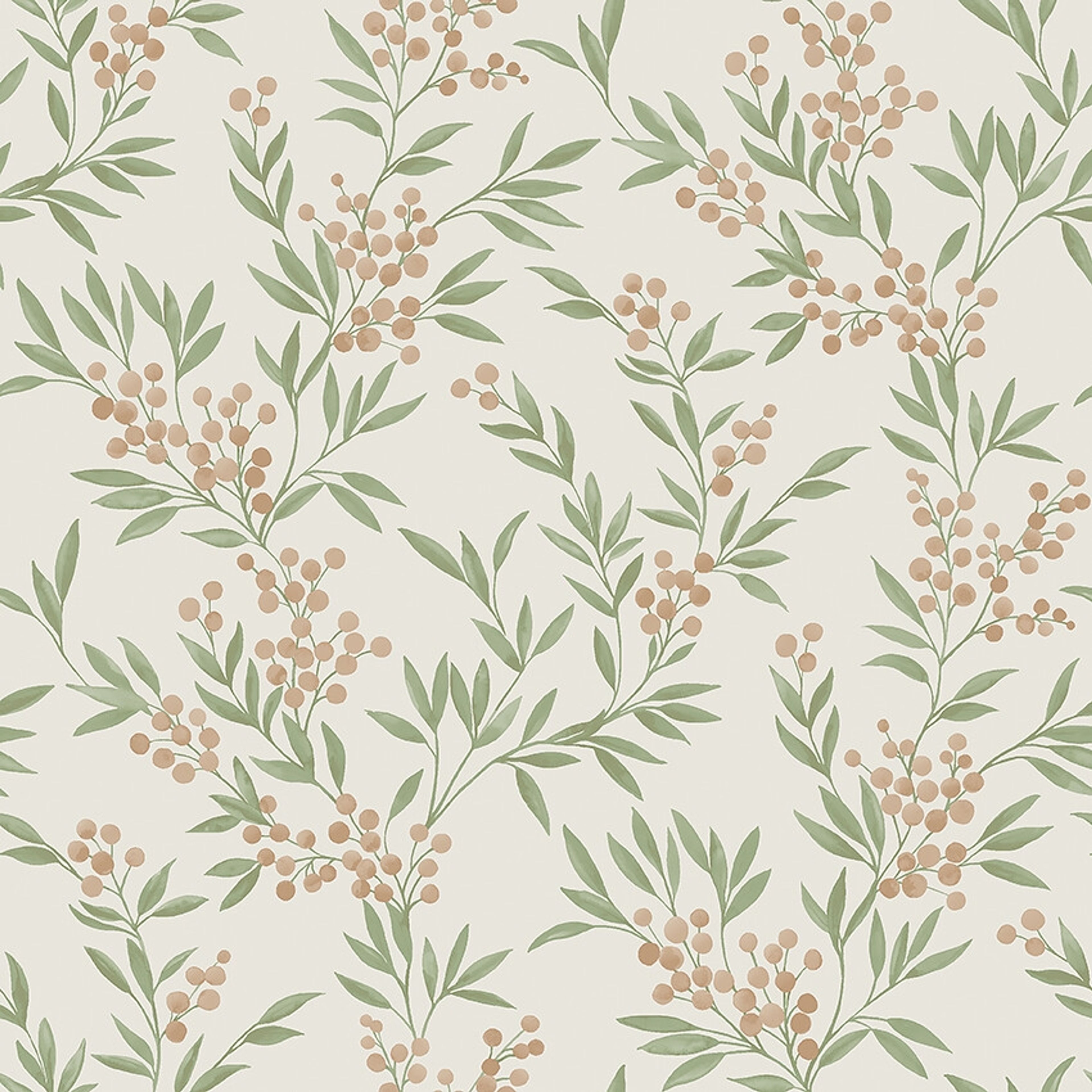Forest Berries tapet med botaniskt mönster i beige. Från kollektionen Woodland. Nonwoven-material med rak passning.
