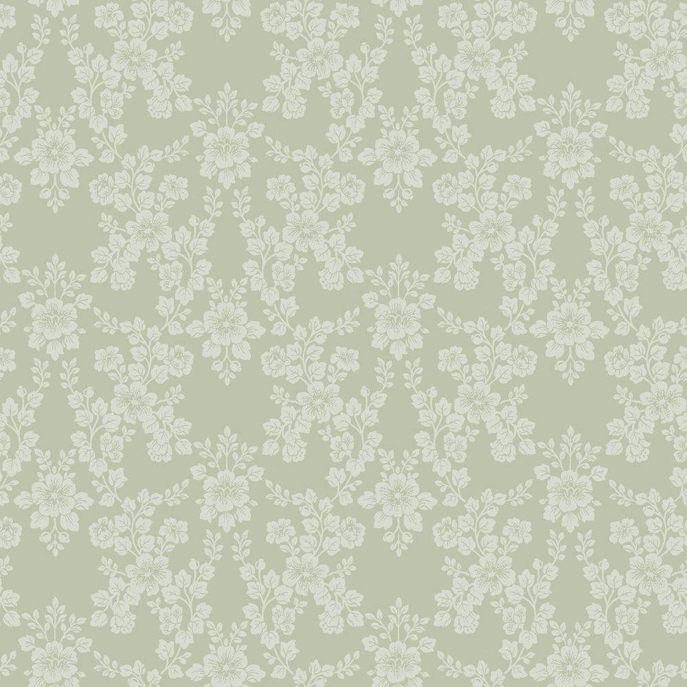 Rosita grön, tapet tapet med blommigt mönster i grön. Från kollektionen Sommaräng. Nonwoven-material med rak passning.