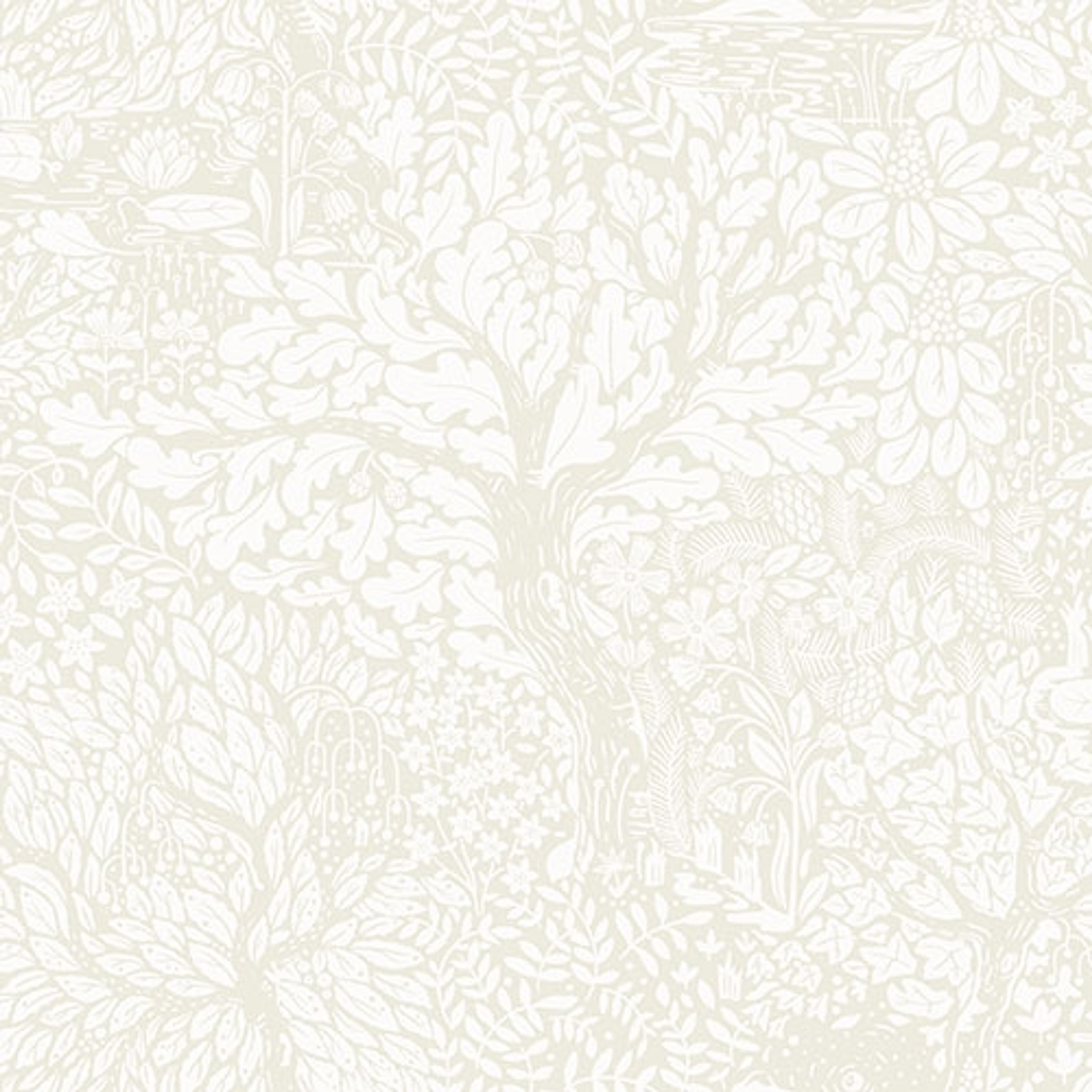 Olle tapet med blommigt mönster i vit och beige. Från kollektionen hjärterum. Nonwoven-material med förskjuten passning.