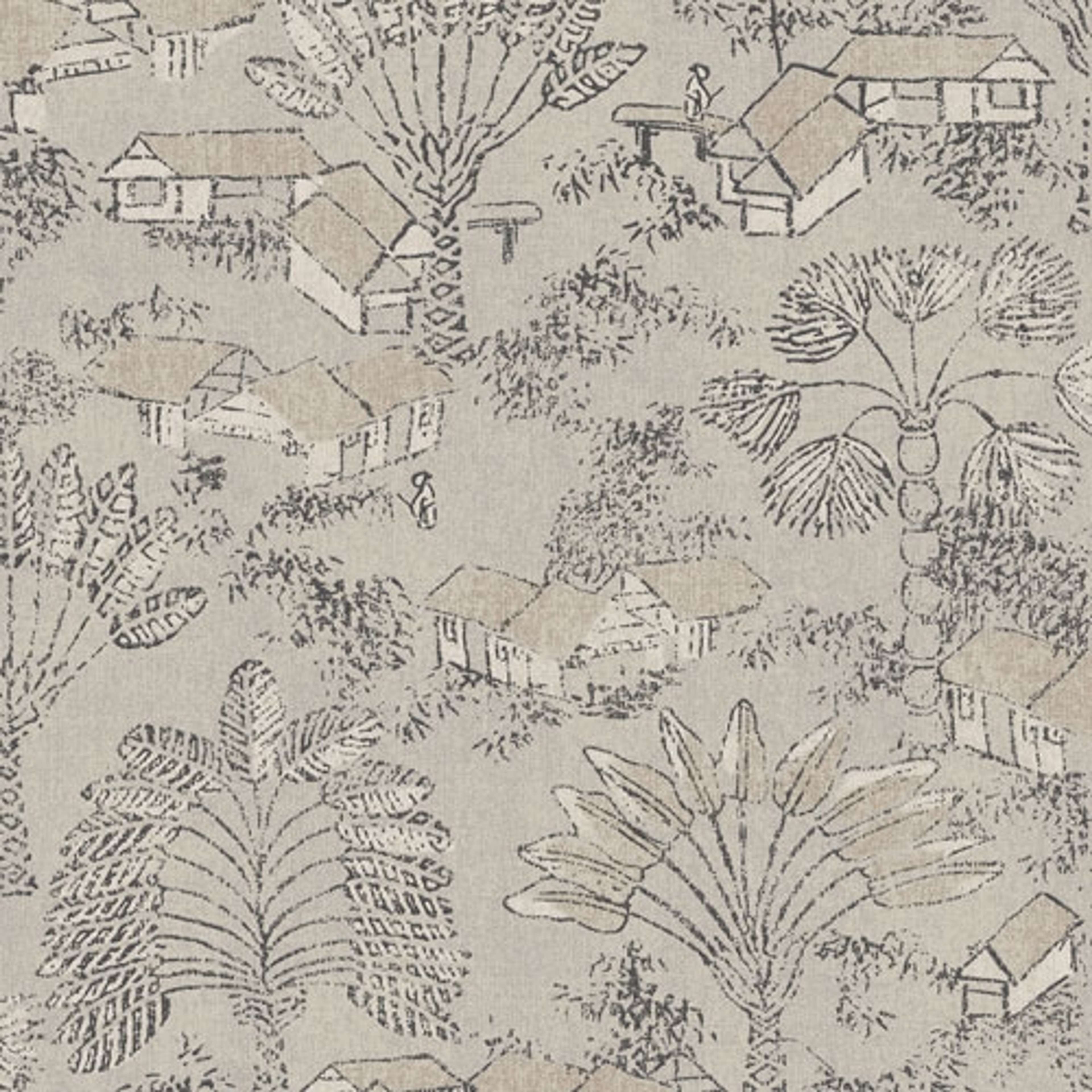Louam Payrus tapet tapet från Midbec med botaniskt mönster i beige. Från kollektionen Tribute. Nonwoven-material med förskjuten passning. Passar i vardagsrum, matsal och hall.