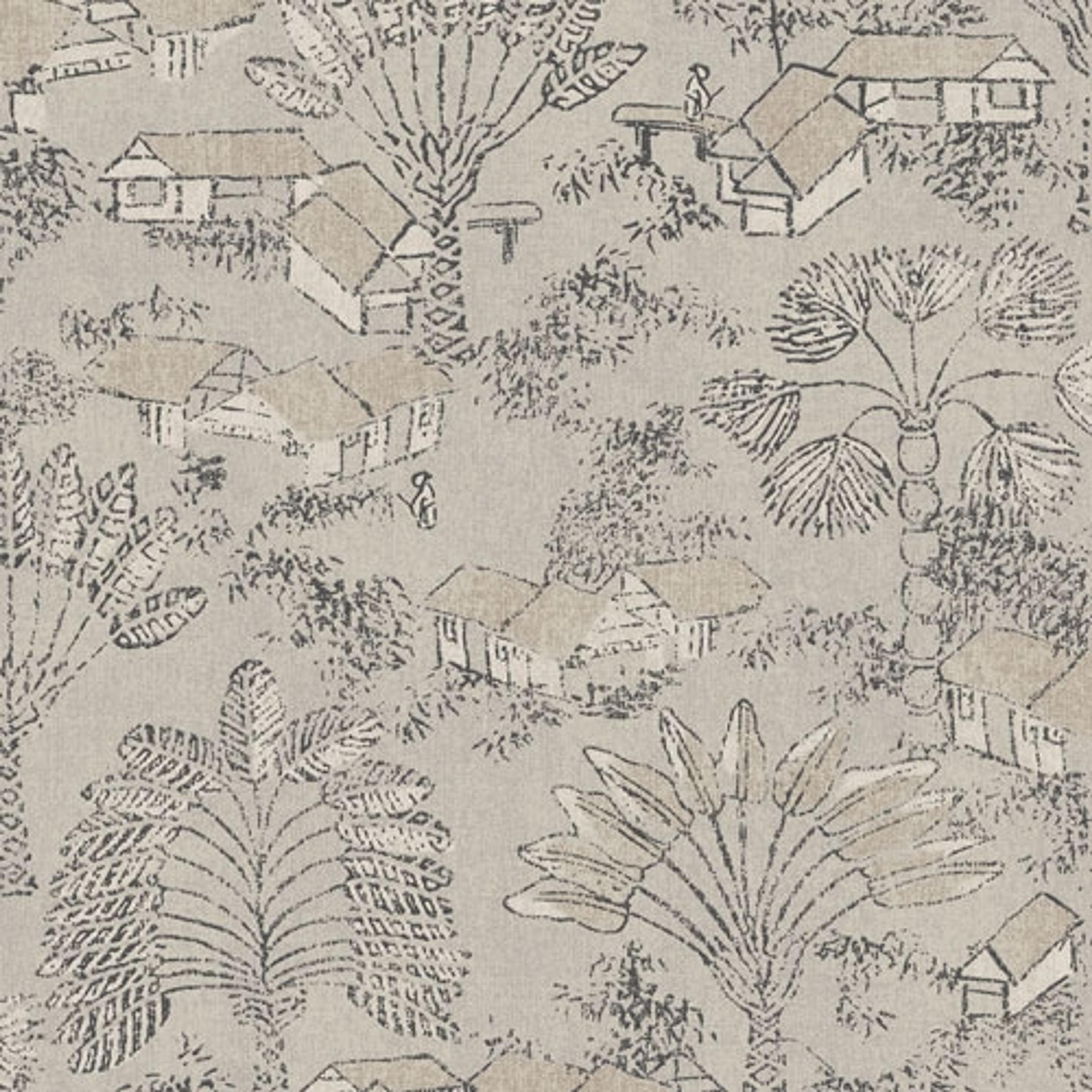 Louam Payrus tapet tapet från Midbec med botaniskt mönster i beige. Från kollektionen Tribute. Nonwoven-material med förskjuten passning. Passar i vardagsrum, matsal och hall.