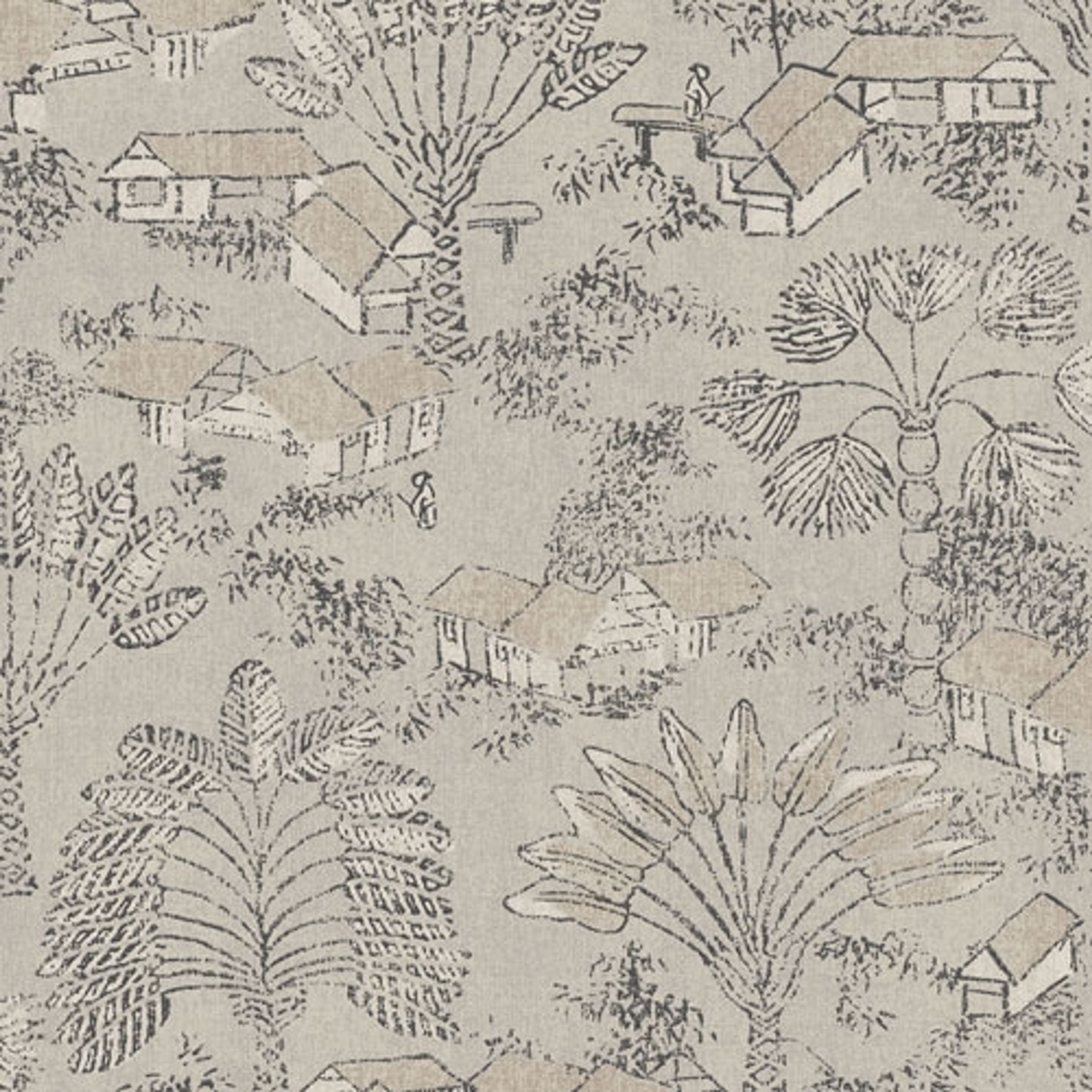 Louam Payrus tapet tapet från Midbec med botaniskt mönster i beige. Från kollektionen Tribute. Nonwoven-material med förskjuten passning. Passar i vardagsrum, matsal och hall.