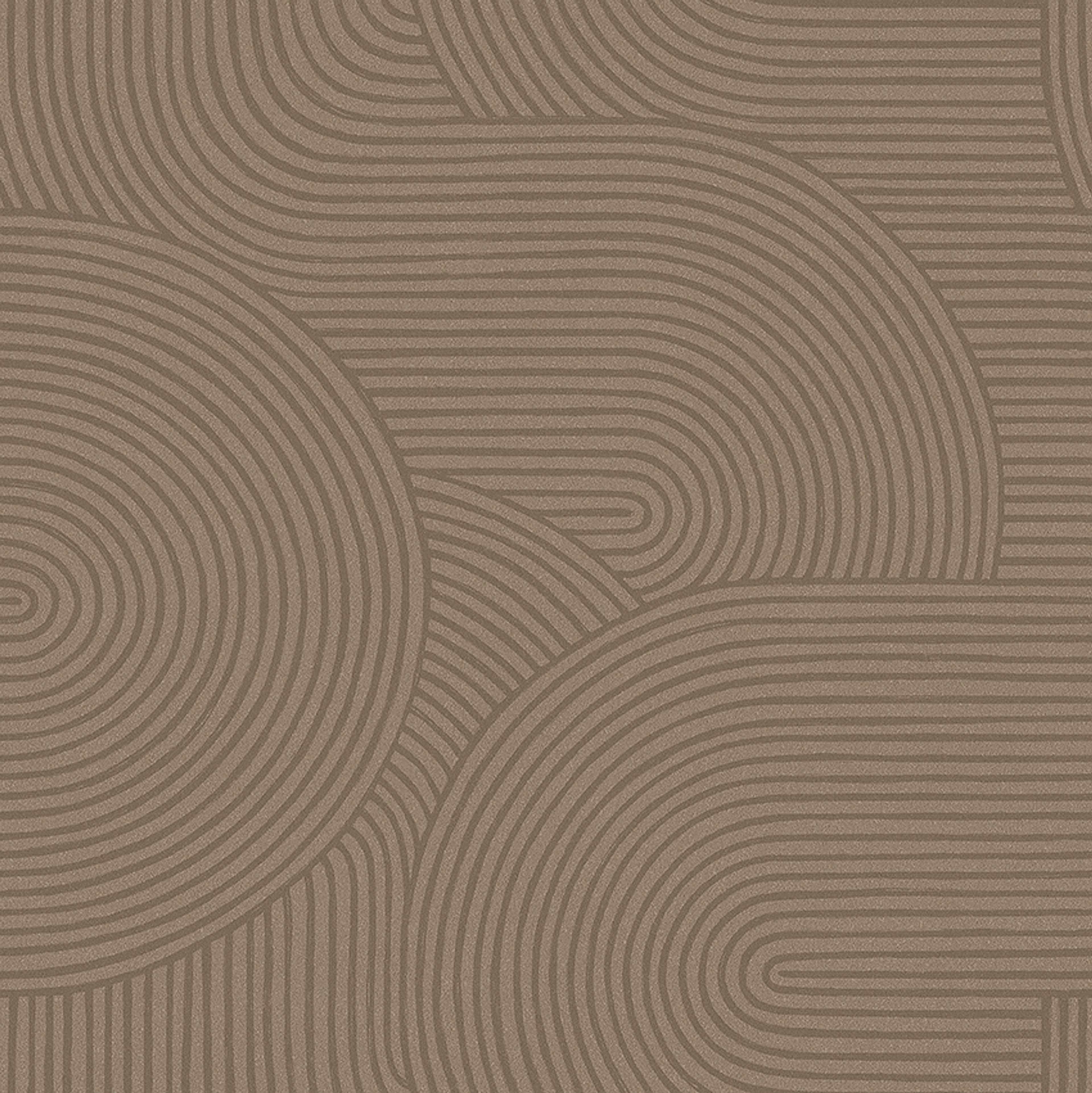 Zen brun, tapet tapet med grafiskt mönster i brun. Från kollektionen Graphics. Nonwoven-material med rak passning. Passar i vardagsrum.