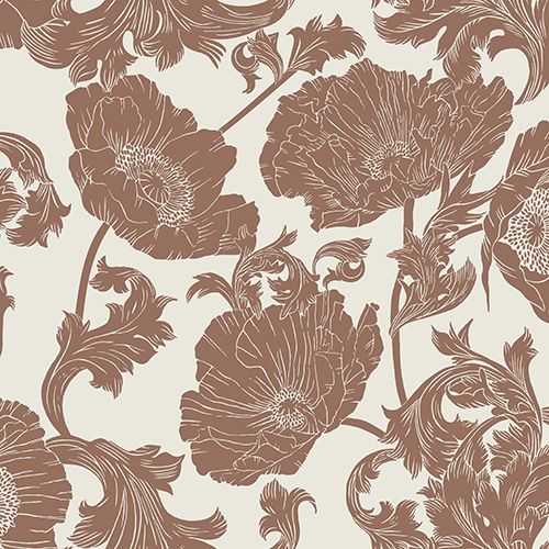 Papaver stora blommor, vit och röd tapet från Midbec med blommigt mönster i röd. Från kollektionen Ekbacka. Nonwoven-material med förskjuten passning.