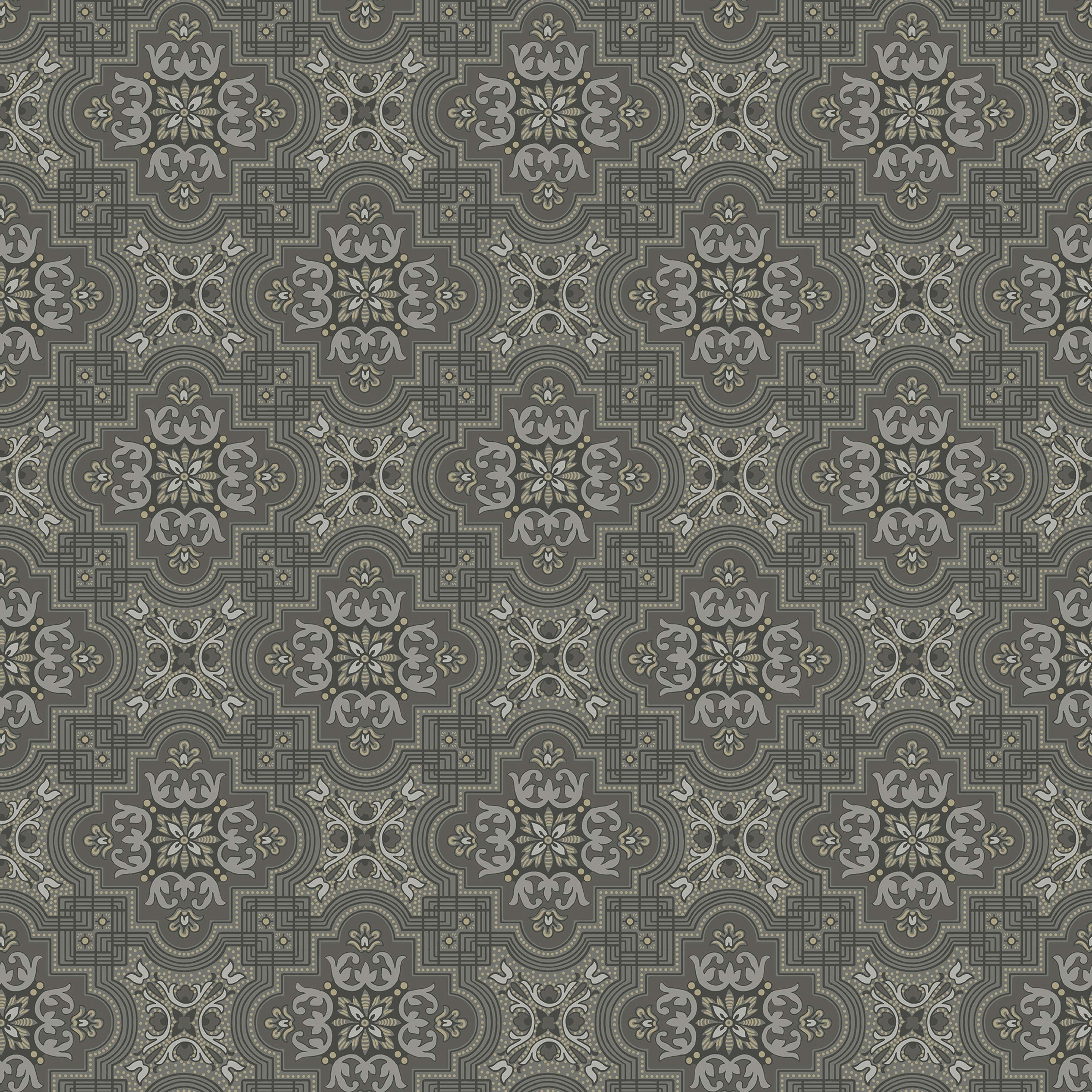 Alnön Mörkgrå tapet med geometriskt mönster i grå. Från kollektionen Gammalsvenska klassiker 1850–1950. Nonwoven-material med rak passning. Passar i vardagsrum och matsal.