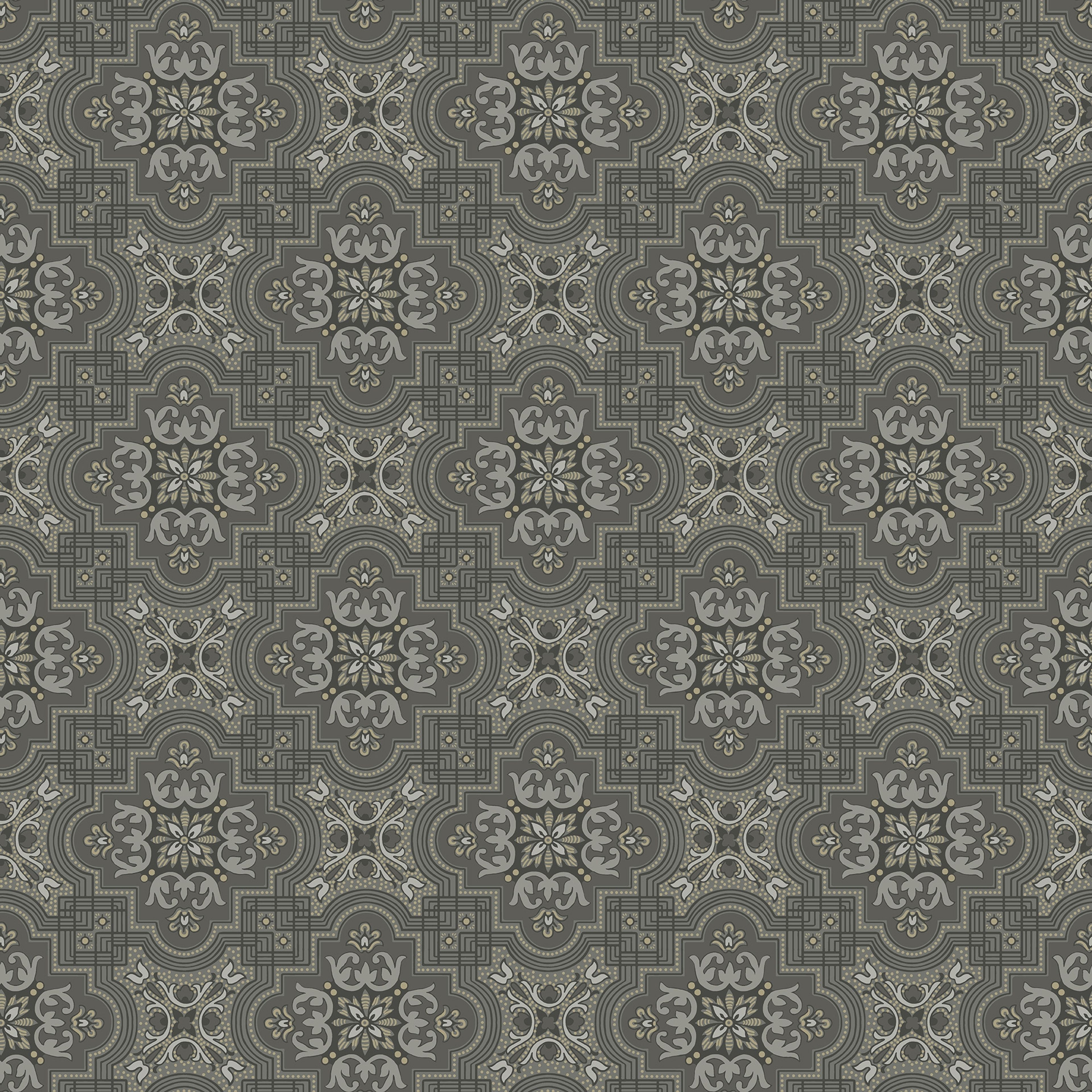 Alnön Mörkgrå tapet med geometriskt mönster i grå. Från kollektionen Gammalsvenska klassiker 1850–1950. Nonwoven-material med rak passning. Passar i vardagsrum och matsal.