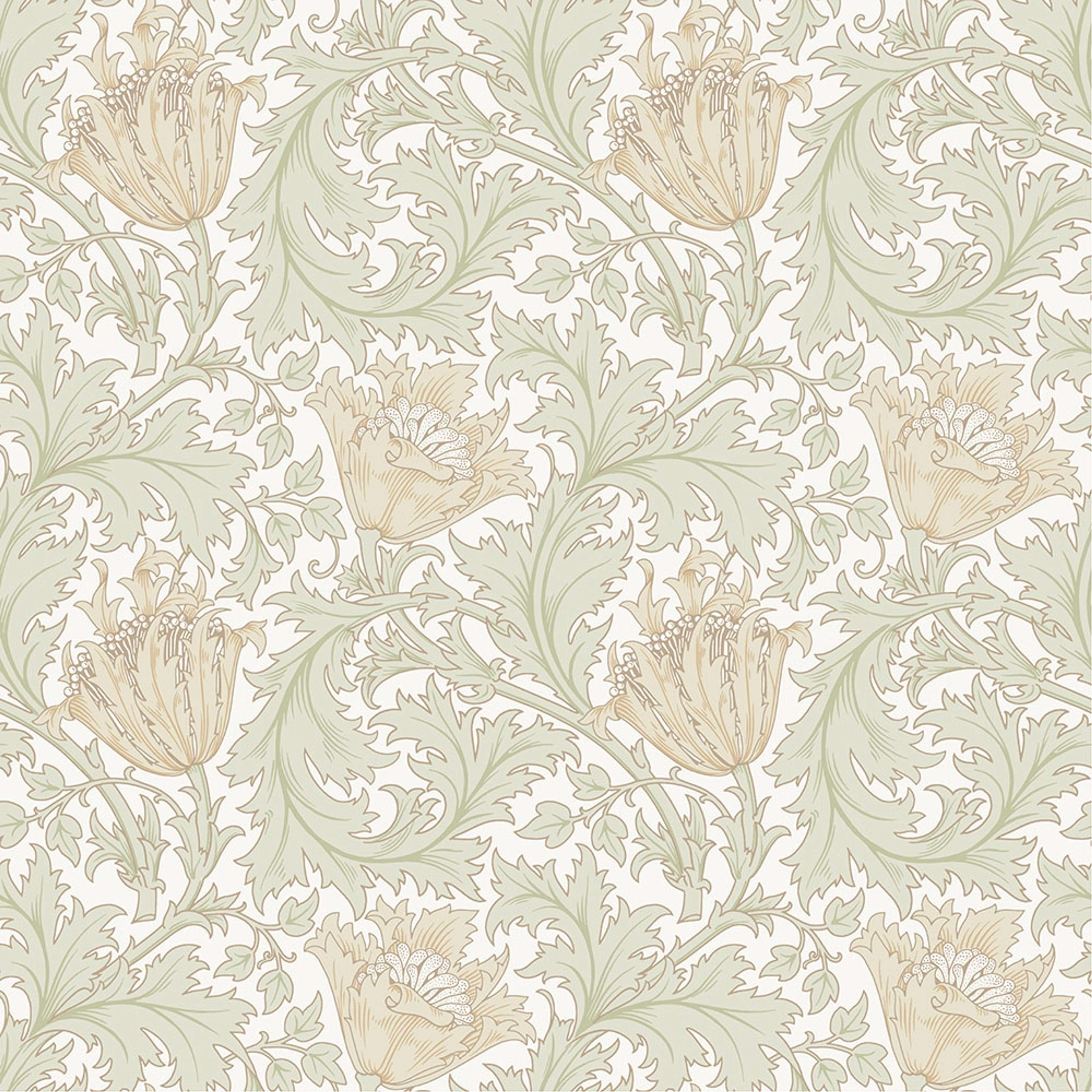 Anemone - W. Morris, gul tapet tapet från Midbec med botaniskt, blommigt mönster i gul och grön. Från kollektionen Hidden Treasures vol 1. Nonwoven-material med rak passning.