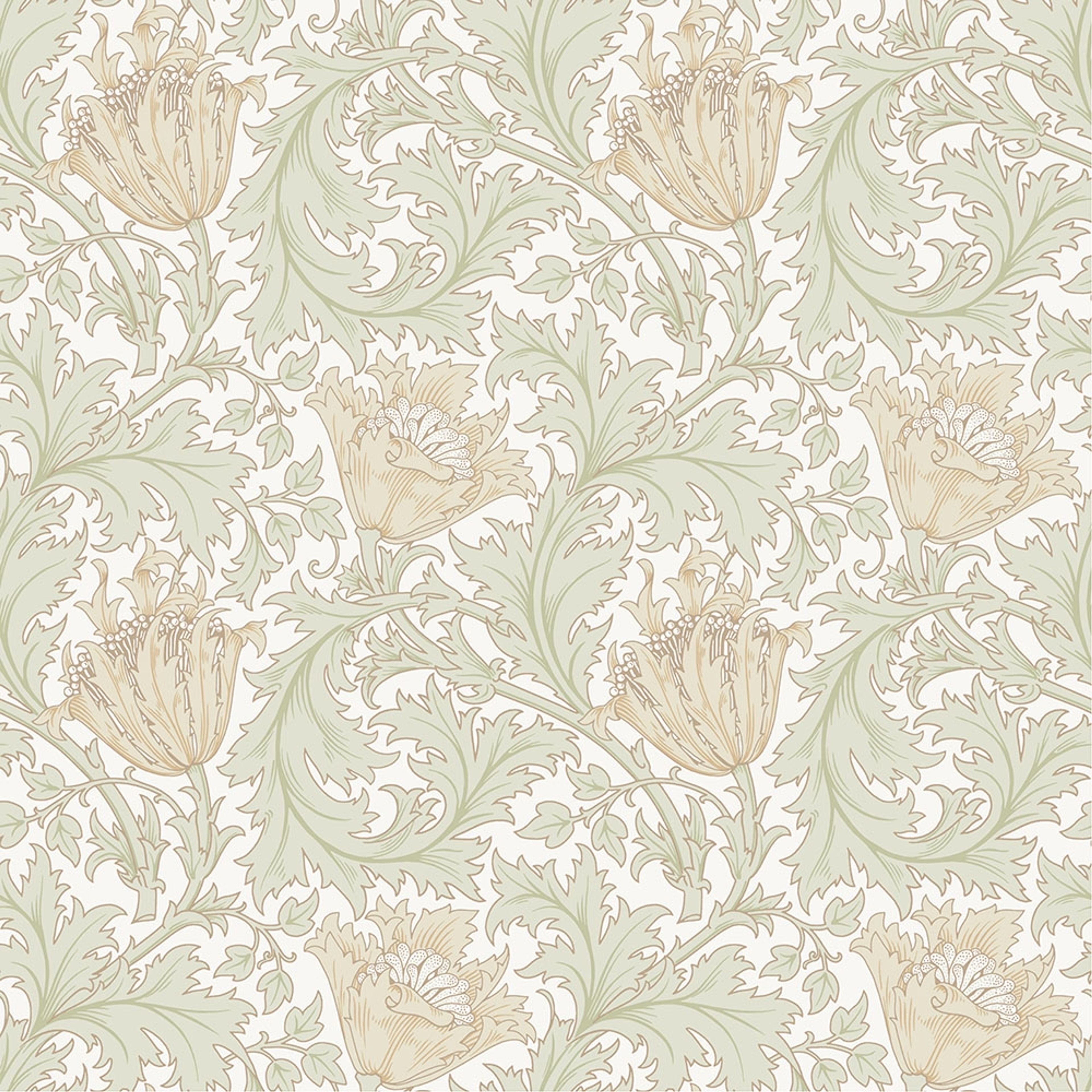 Anemone - W. Morris, gul tapet tapet från Midbec med botaniskt, blommigt mönster i gul och grön. Från kollektionen Hidden Treasures vol 1. Nonwoven-material med rak passning.