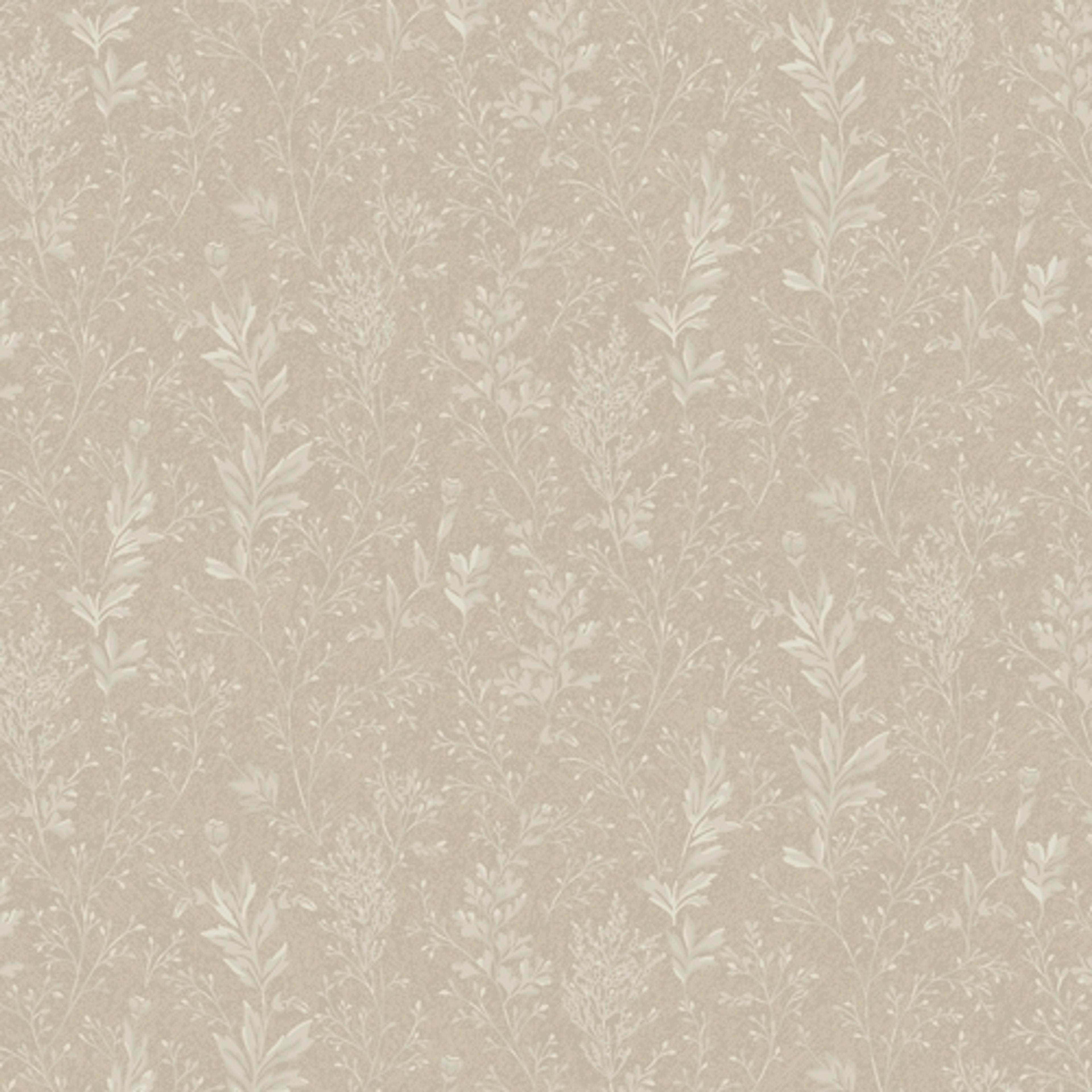 Tuva, beige tapet tapet med botaniskt mönster i beige. Från kollektionen Hav & Land. Nonwoven-material med rak passning.