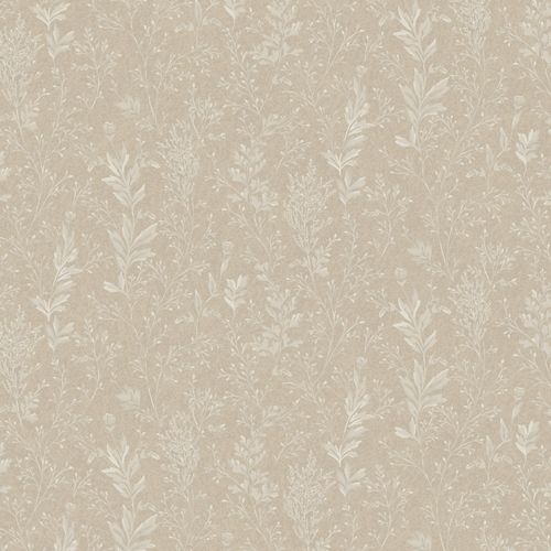 Tuva, beige tapet tapet med botaniskt mönster i beige. Från kollektionen Hav & Land. Nonwoven-material med rak passning.
