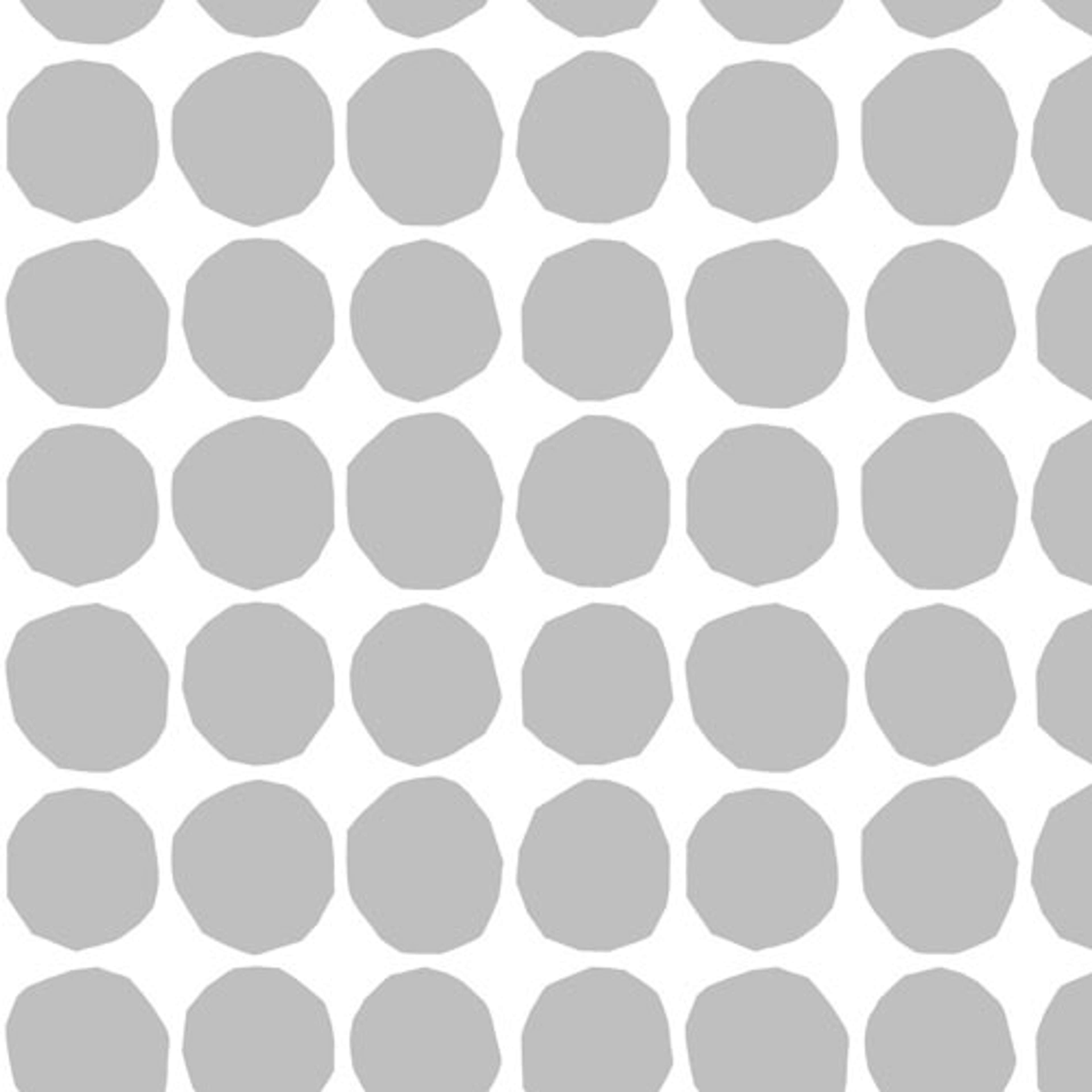 Marimekko Pienet Kivet, vit och grå tapet tapet från Midbec med prickigt mönster i vit. Från kollektionen Marimekko 5. Nonwoven-material med rak passning.