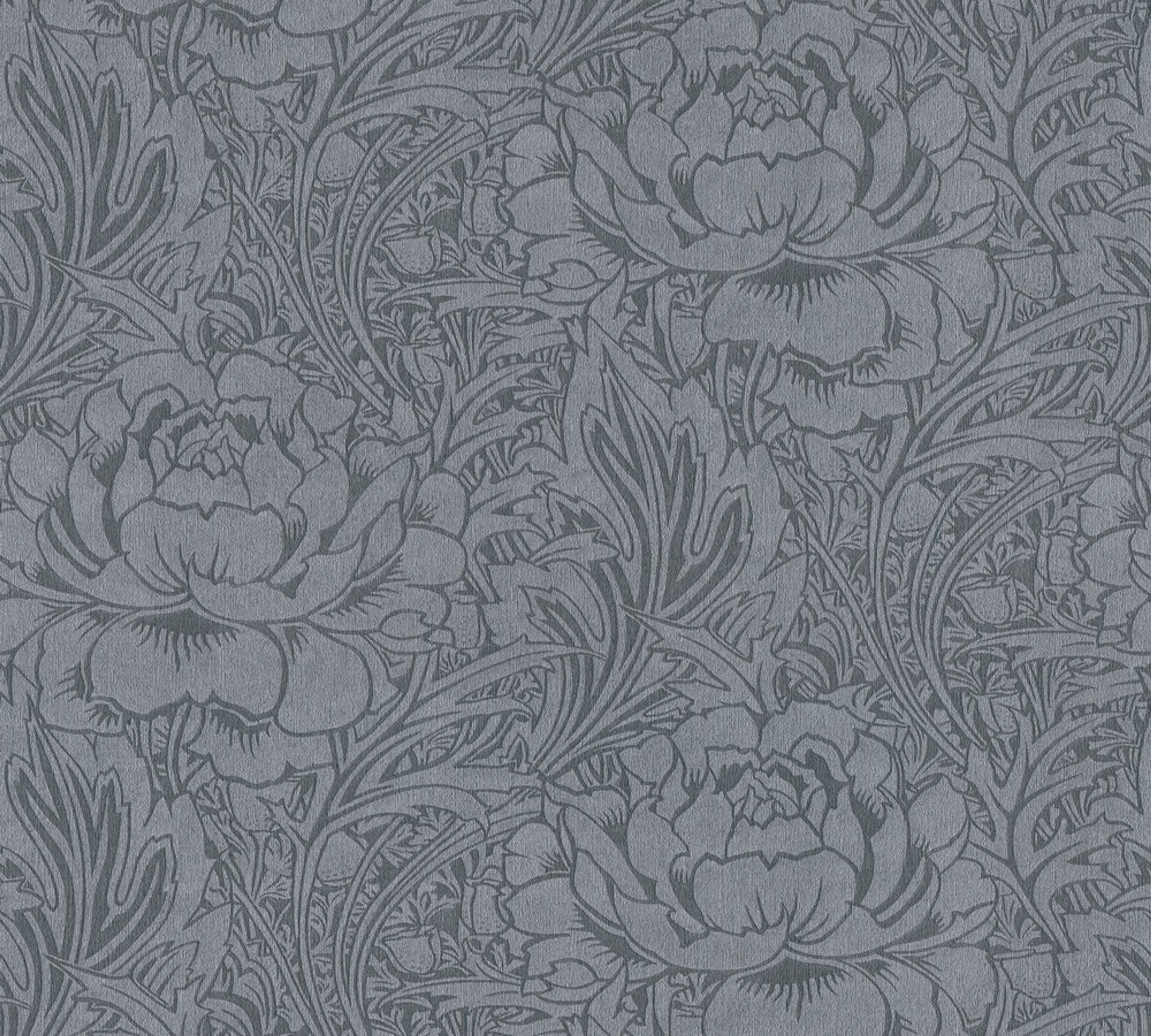 Aruba Romantic tapet med blommigt mönster i grå. Från kollektionen Aruba. Nonwoven-material med rak passning. Passar i vardagsrum och matsal.