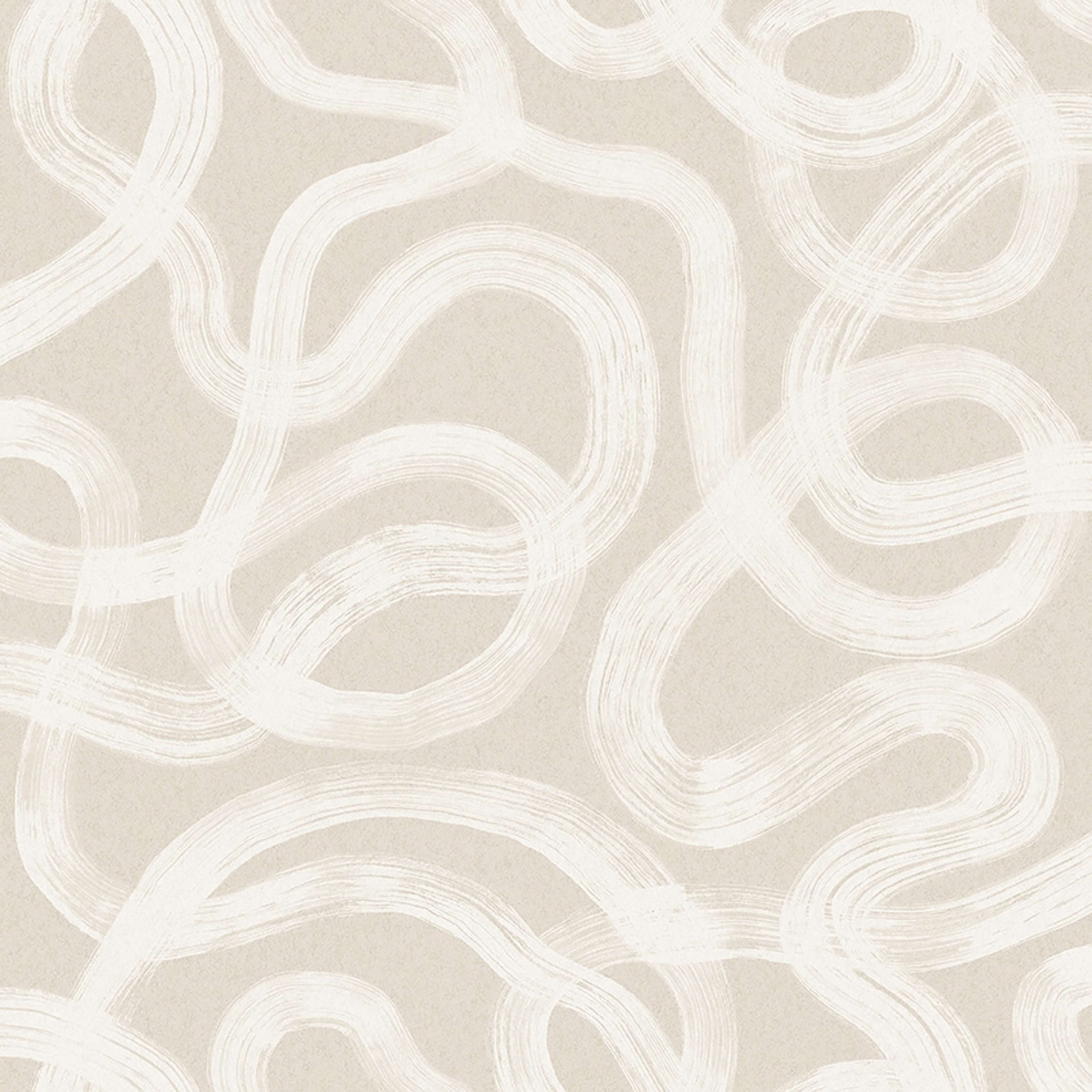 Curve vit, tapet tapet med grafiskt mönster i vit och beige. Från kollektionen Graphics. Nonwoven-material med förskjuten passning. Passar i matsal.