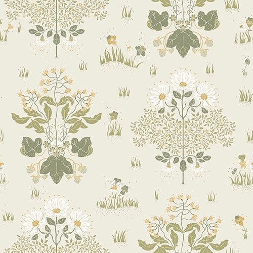 Edla tapet med blommigt mönster i beige. Från kollektionen hjärterum. Nonwoven-material med rak passning.
