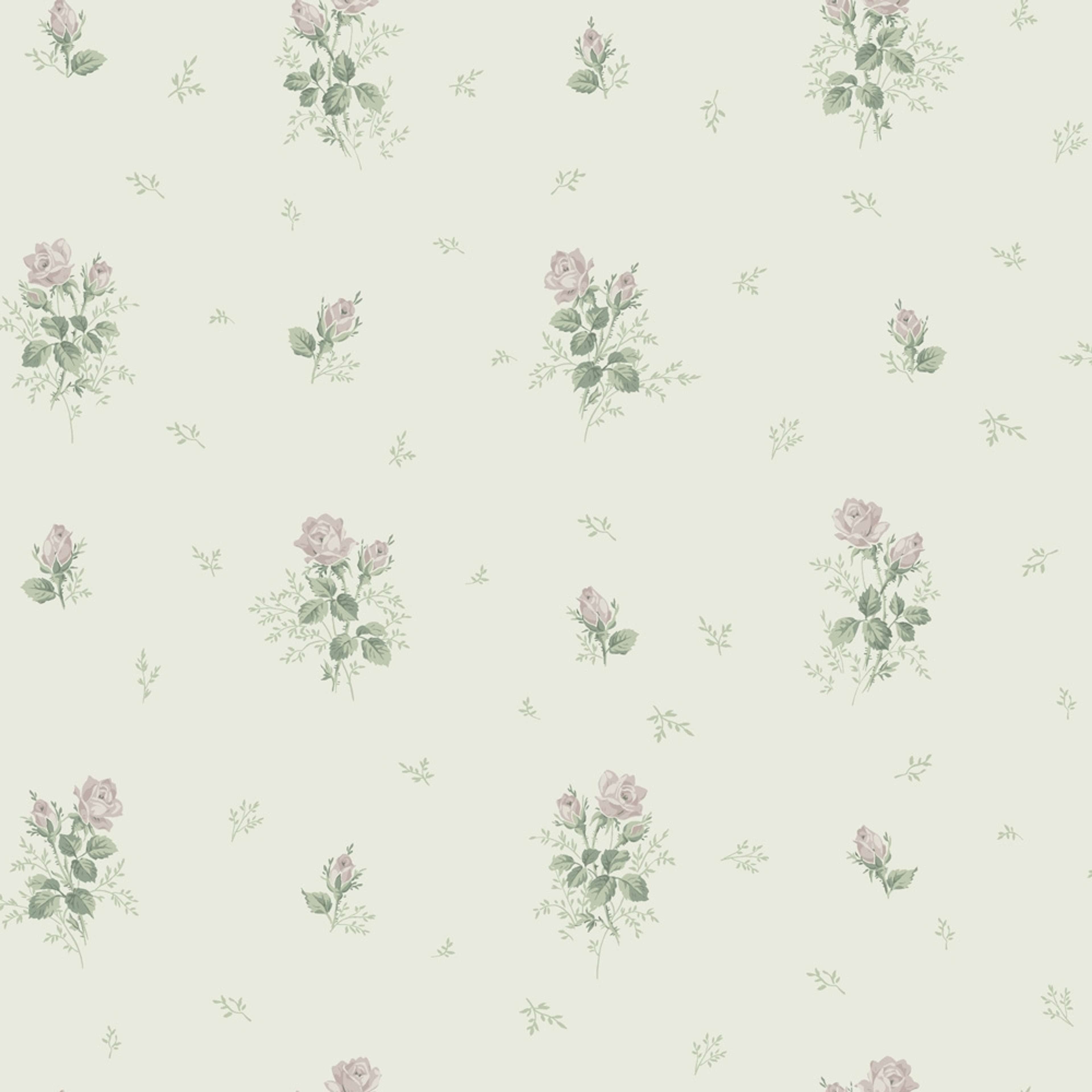 Rosmarie grön, tapet tapet med blommigt mönster i grön. Från kollektionen Sommaräng. Nonwoven-material med rak passning.
