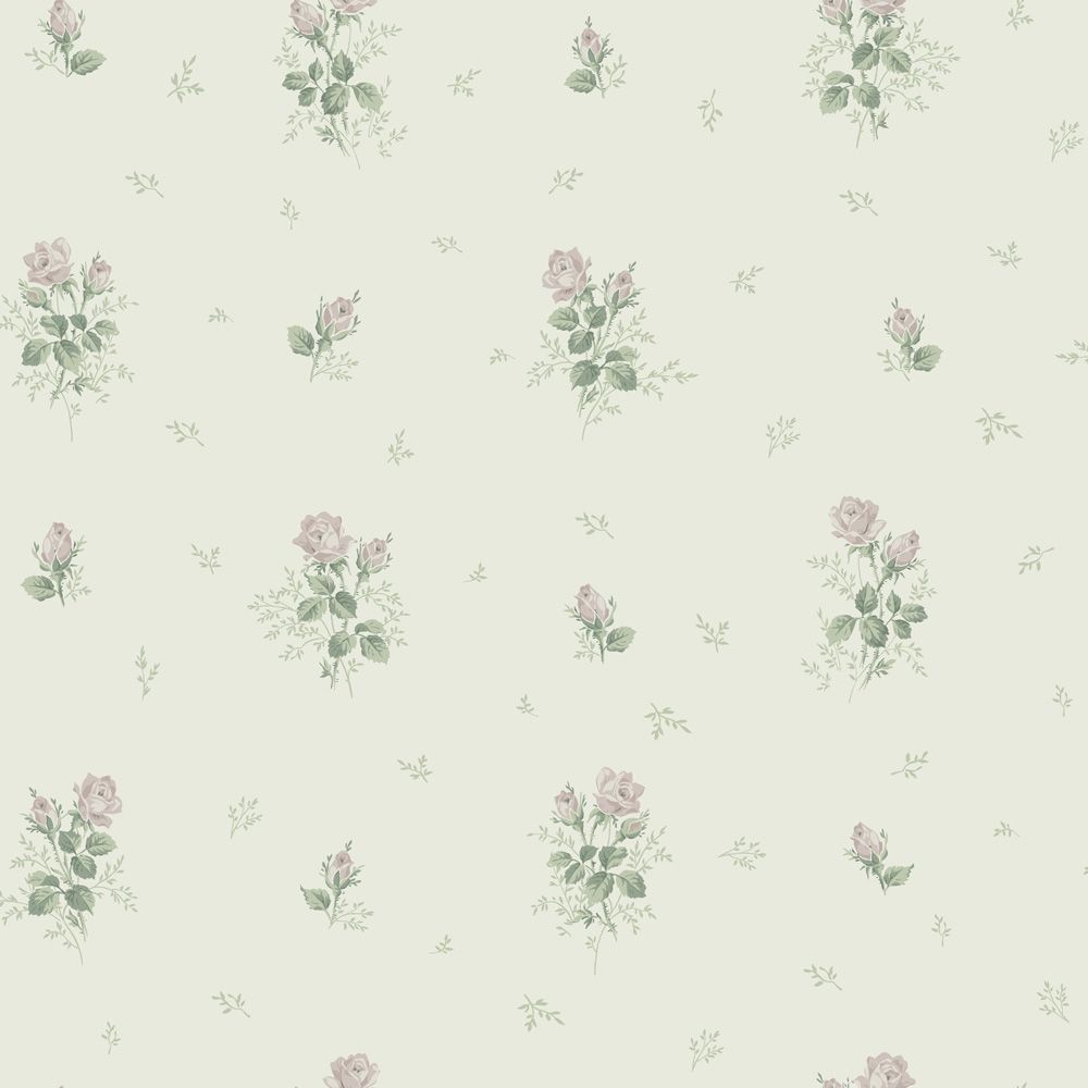 Rosmarie grön, tapet tapet med blommigt mönster i grön. Från kollektionen Sommaräng. Nonwoven-material med rak passning.