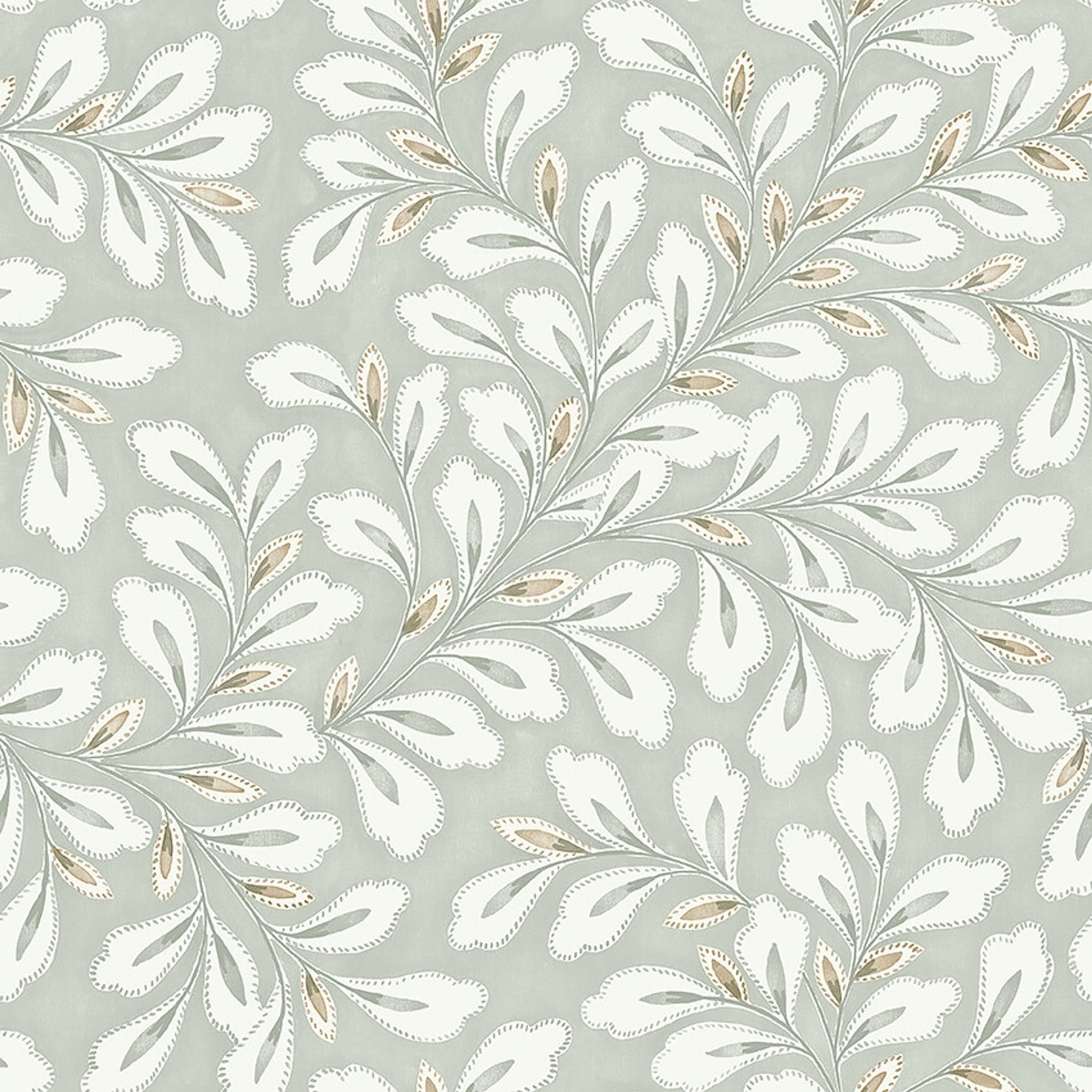 Liv tapet med botaniskt mönster i grön. Från kollektionen melodi. Nonwoven-material med rak passning. Country-stil. Passar i vardagsrum, matsal och arbetsrum.
