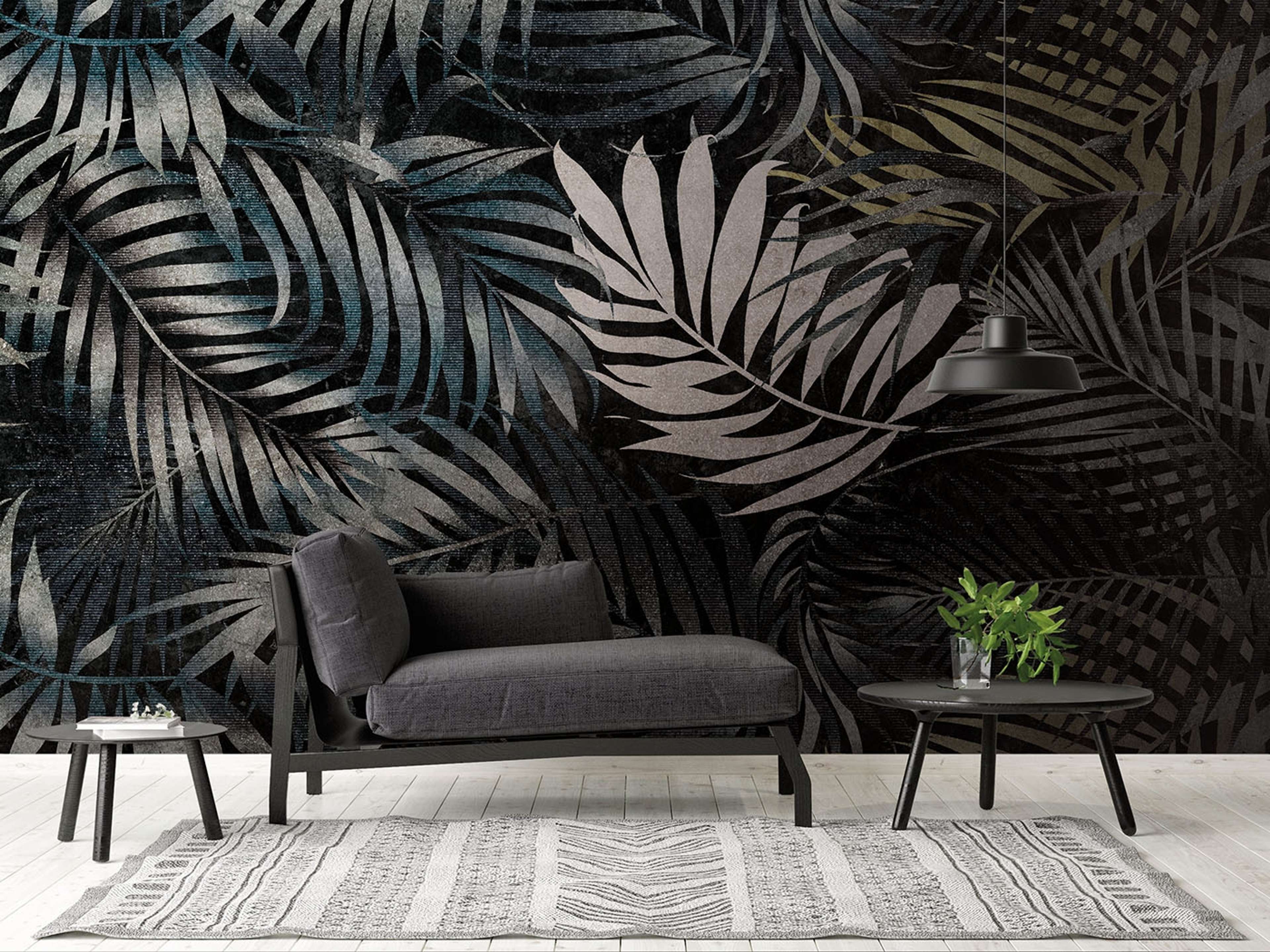 Botanic & Jungle tapet med botaniskt mönster i svart. Från kollektionen The Wall. Nonwoven-material. Passar i vardagsrum och matsal.