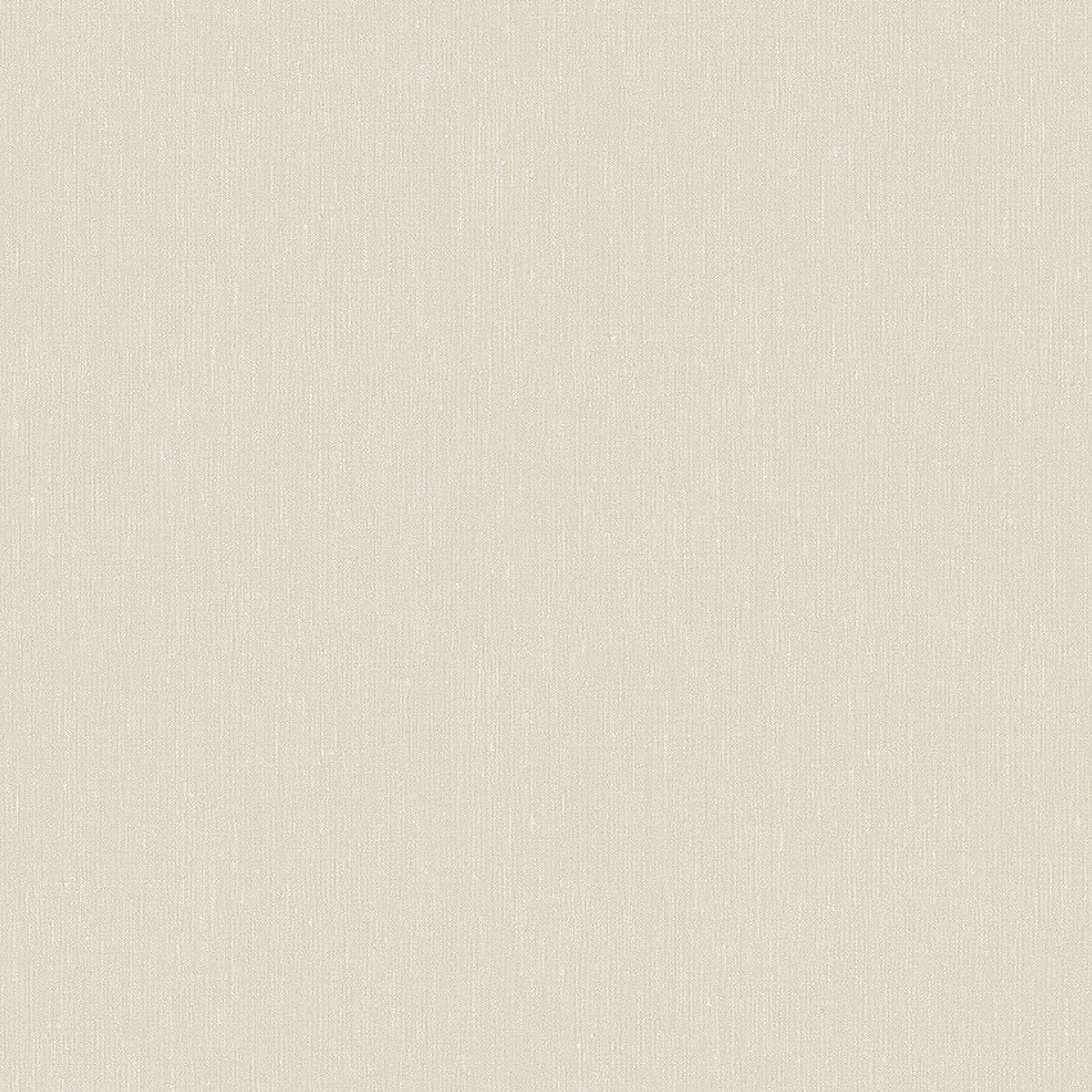 Vanilla Linen tapet med enfargat, textilimitation mönster i beige. Från kollektionen Linen. Nonwoven-material. Passar i vardagsrum och matsal.