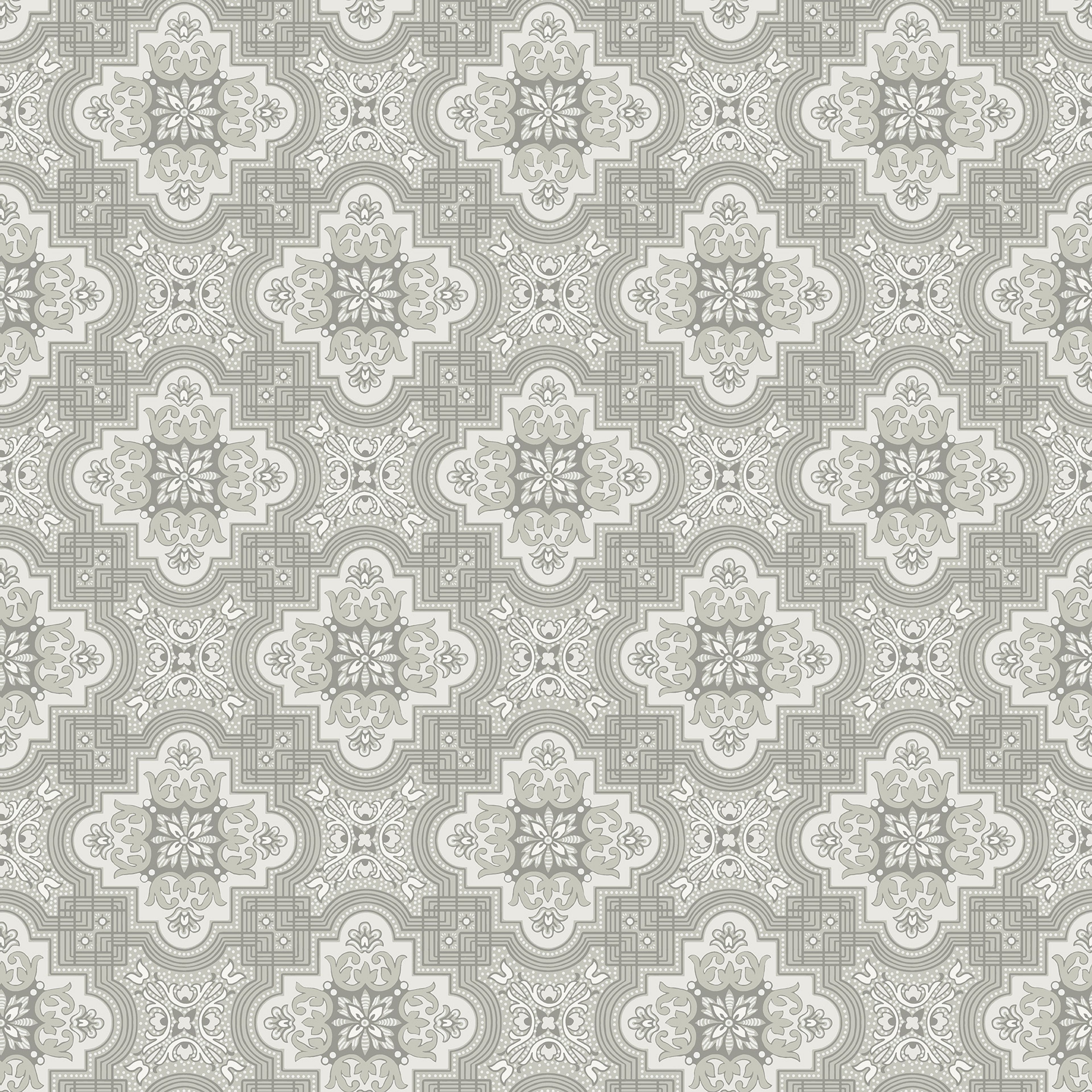 Alnön Ljusgrå tapet med geometriskt mönster i grå. Från kollektionen Gammalsvenska klassiker 1850–1950. Nonwoven-material med rak passning. Passar i vardagsrum och matsal.