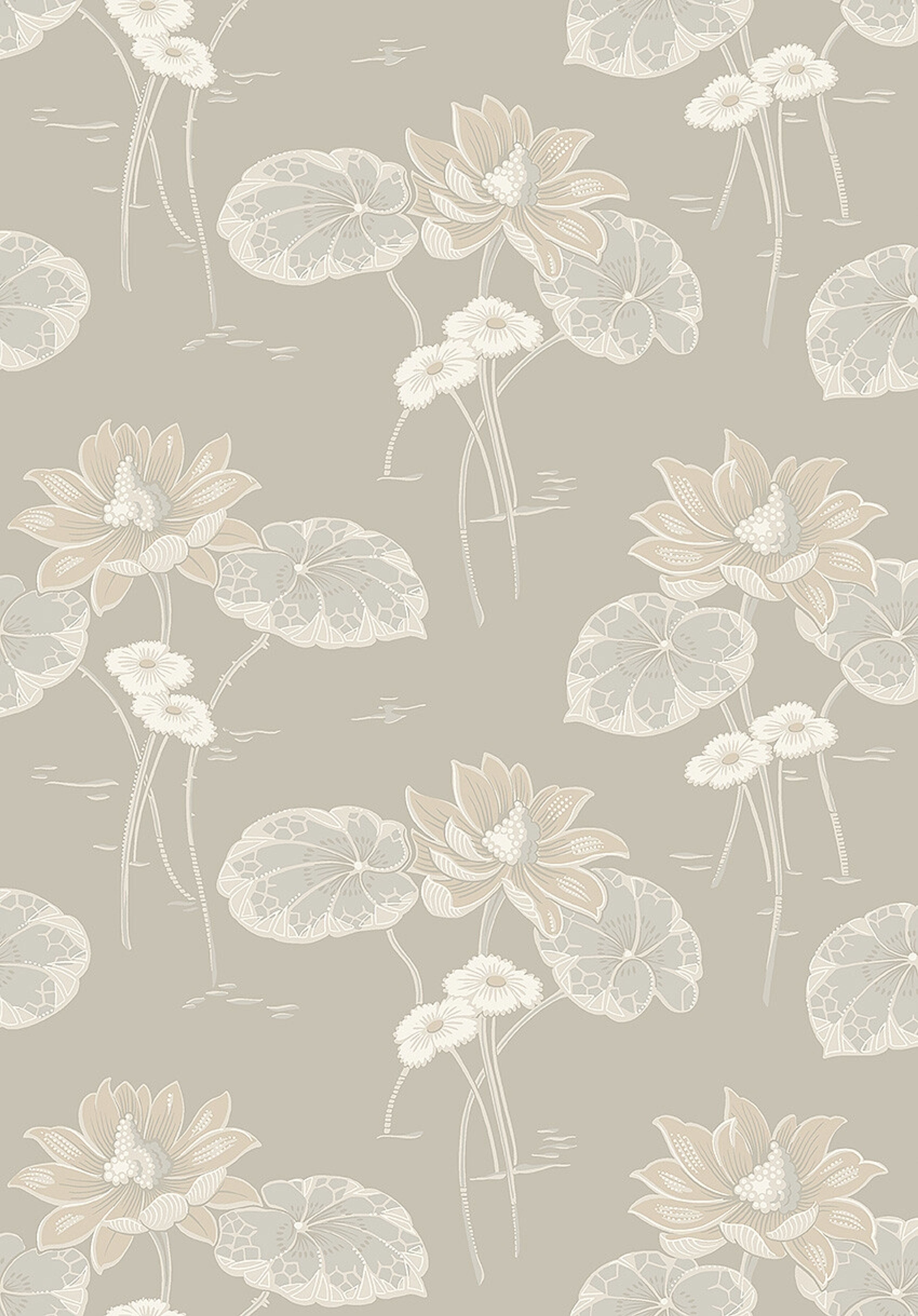 Haga tapet med blommigt mönster i grå. Från kollektionen Alla Tiders Hus. Nonwoven-material med förskjuten passning. Passar i vardagsrum, matsal och kök.