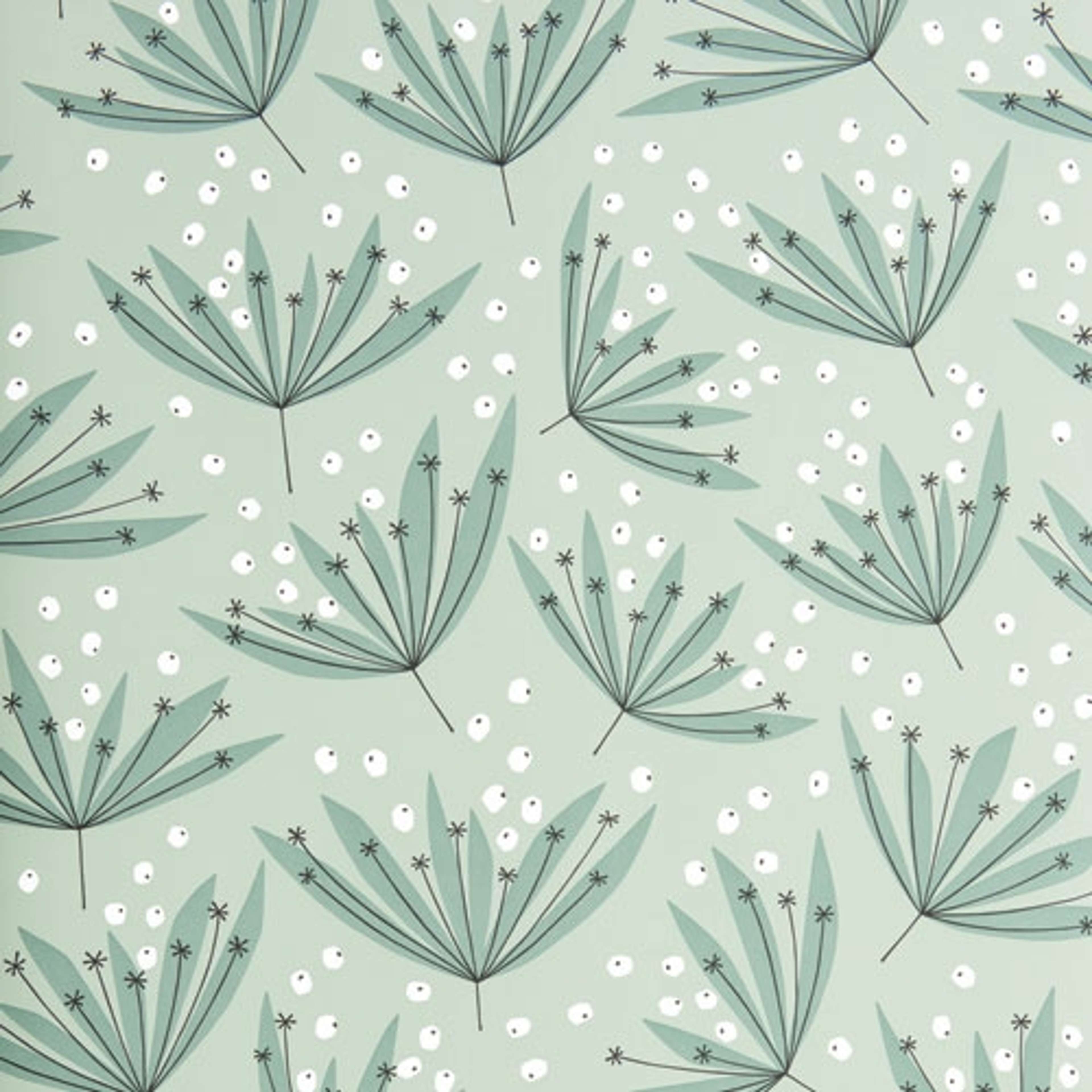 Wildflower Thyme tapet från Midbec med retro mönster i orange. Från kollektionen Pioneer. Nonwoven-material med förskjuten passning.